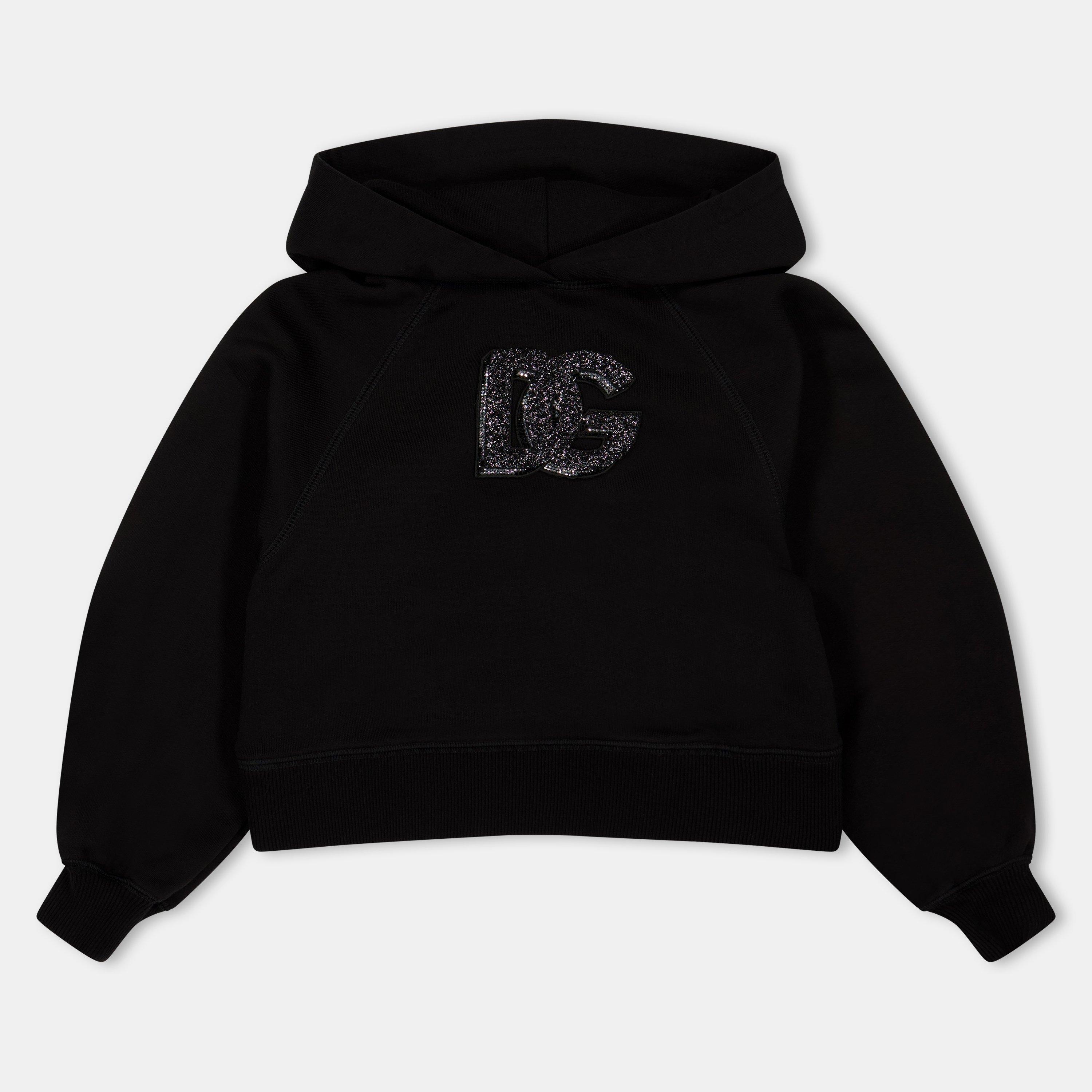 Dolce and Gabbana Kids' Logo Pull Over Hoodie - Nero N0000 - Size 14Y