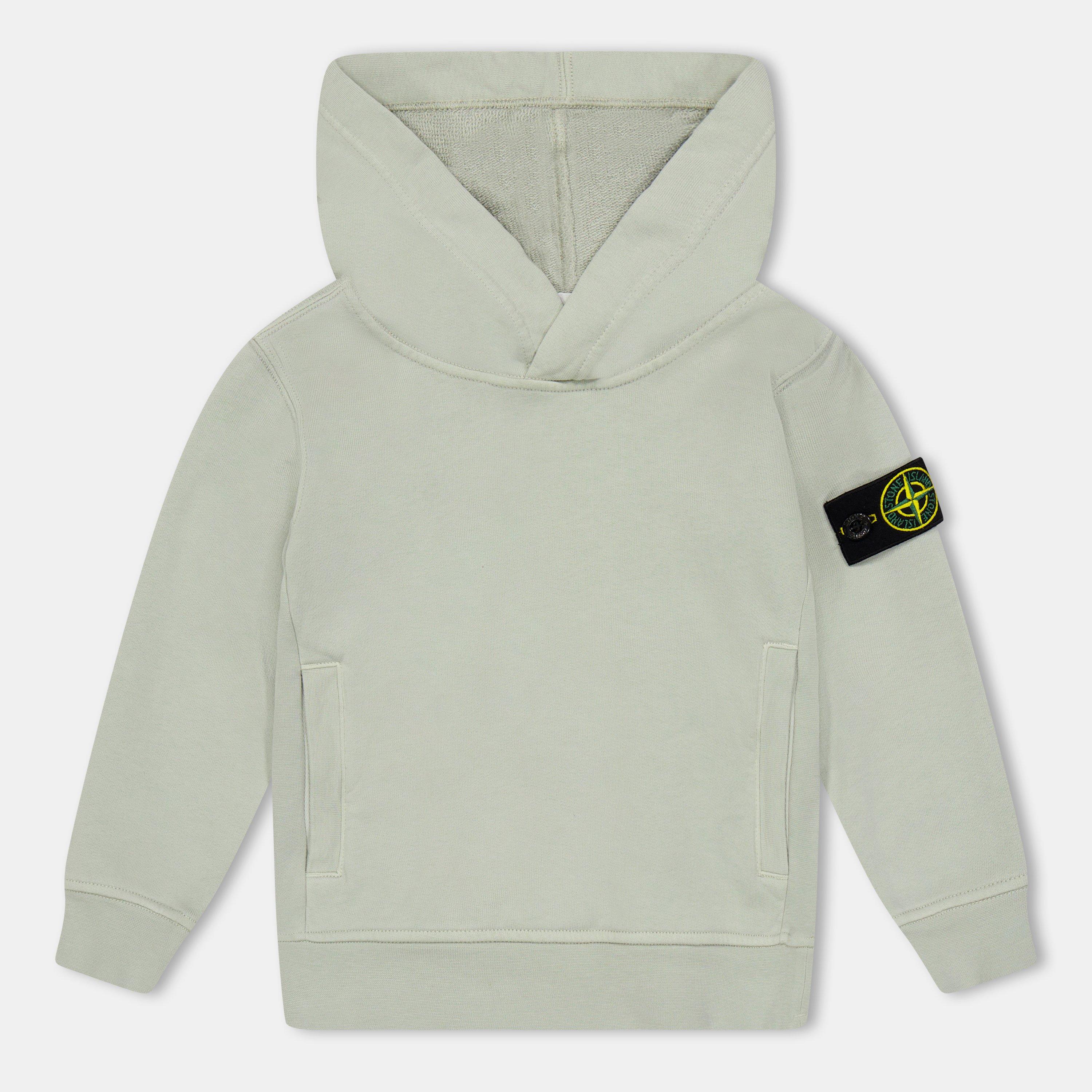 Stone Island Kids' Badge Pull Over Hoodie - Pearl Gry V0061 - 2 Years