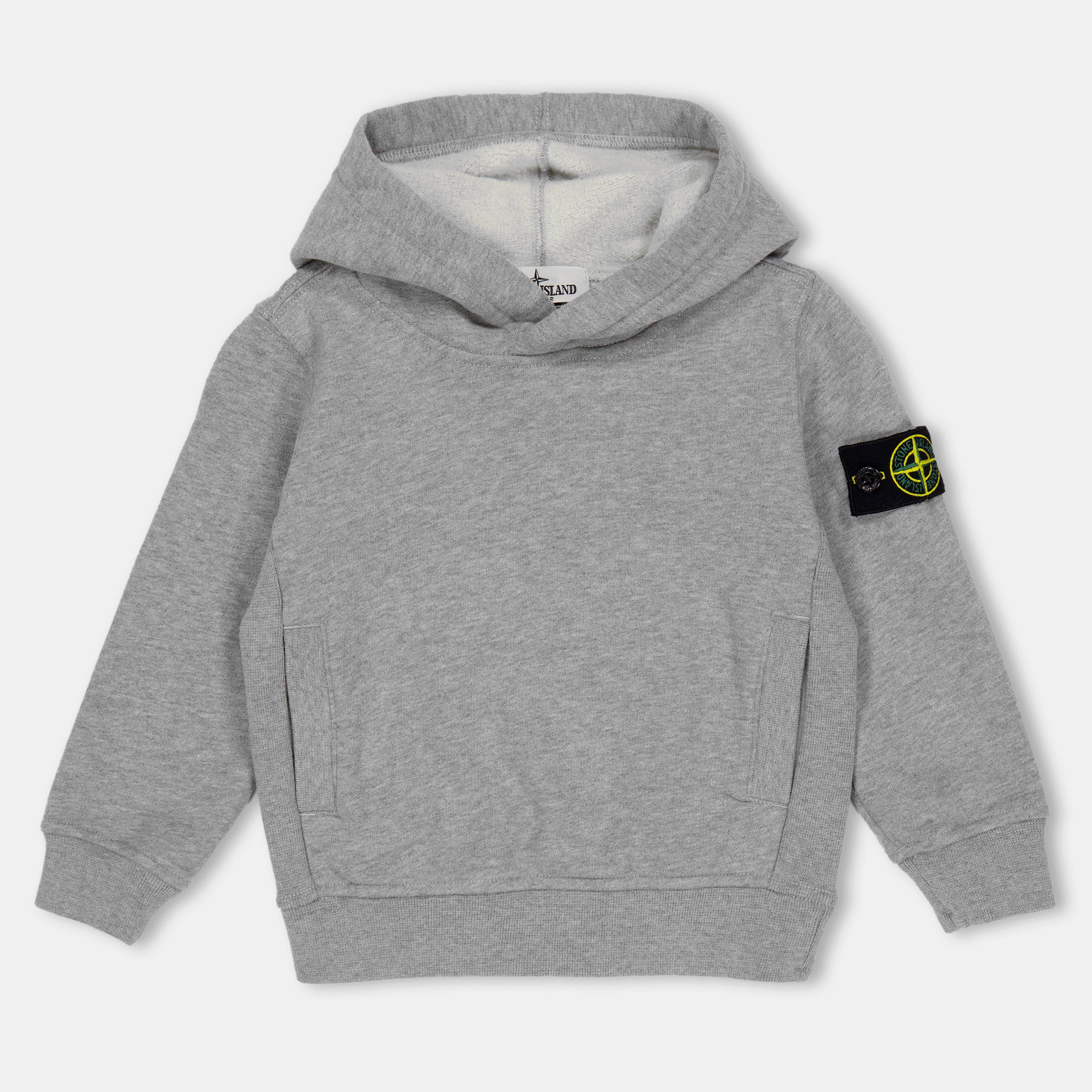 Stone Island Kids' Badge Heavyweight Hoodie - Grey Mel V0M64 - 14 Years