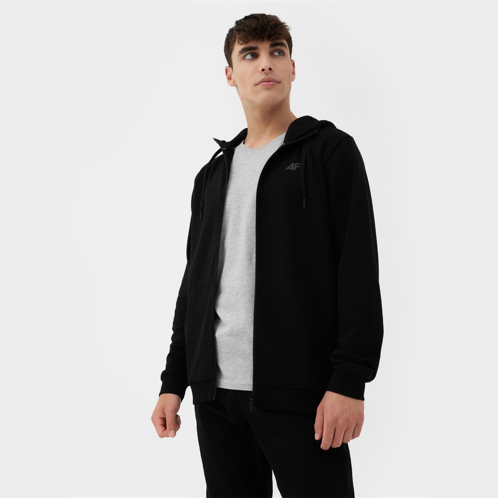 Deep Black - 4F - Full Zip Hoodie Mens - 3