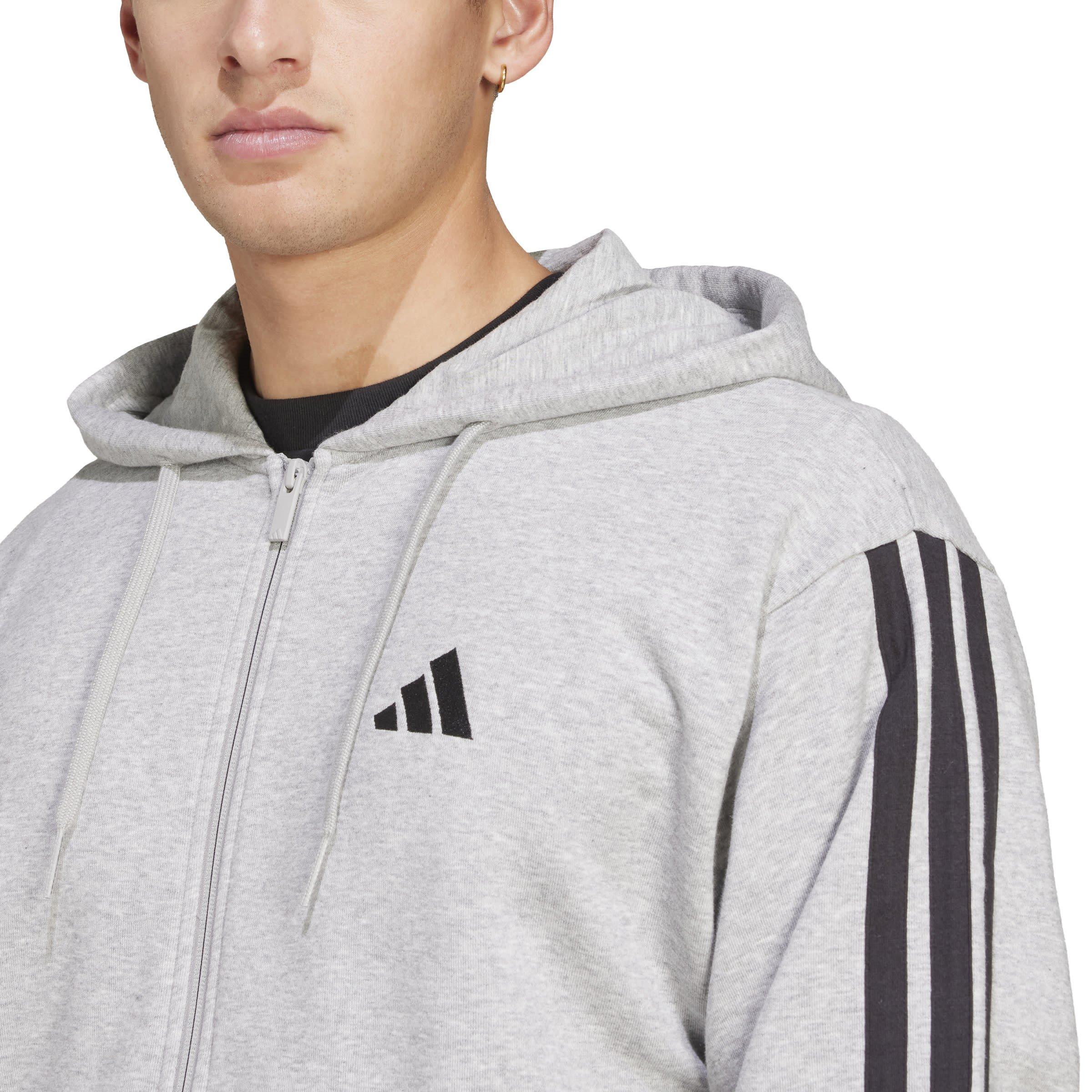 Med Grey/Black - adidas - Men's Stripe Full-Zip Hoodie - 5