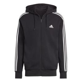 adidas 3 Stripe Full Zip Hoodie Mens