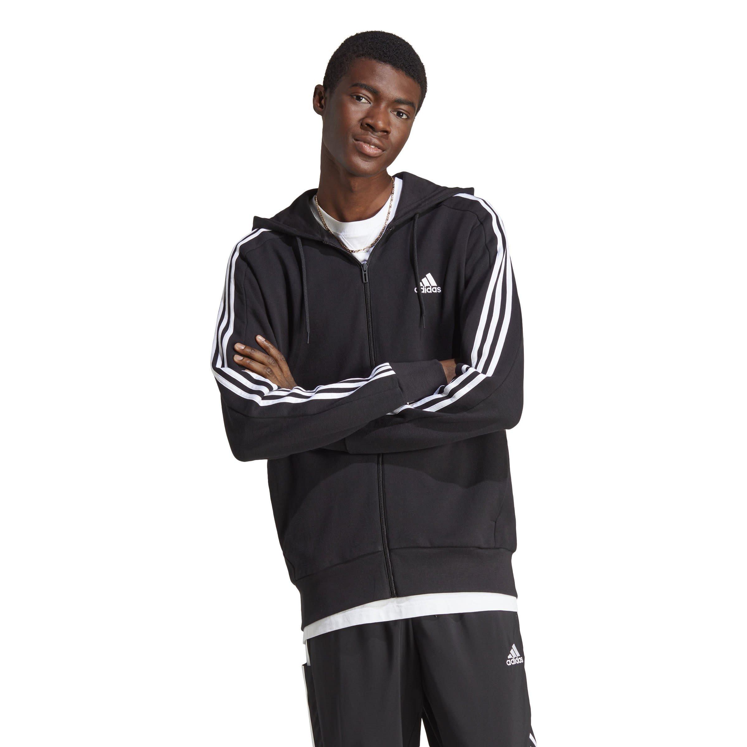 Black/White - adidas - Men's Stripe Full-Zip Hoodie - 2