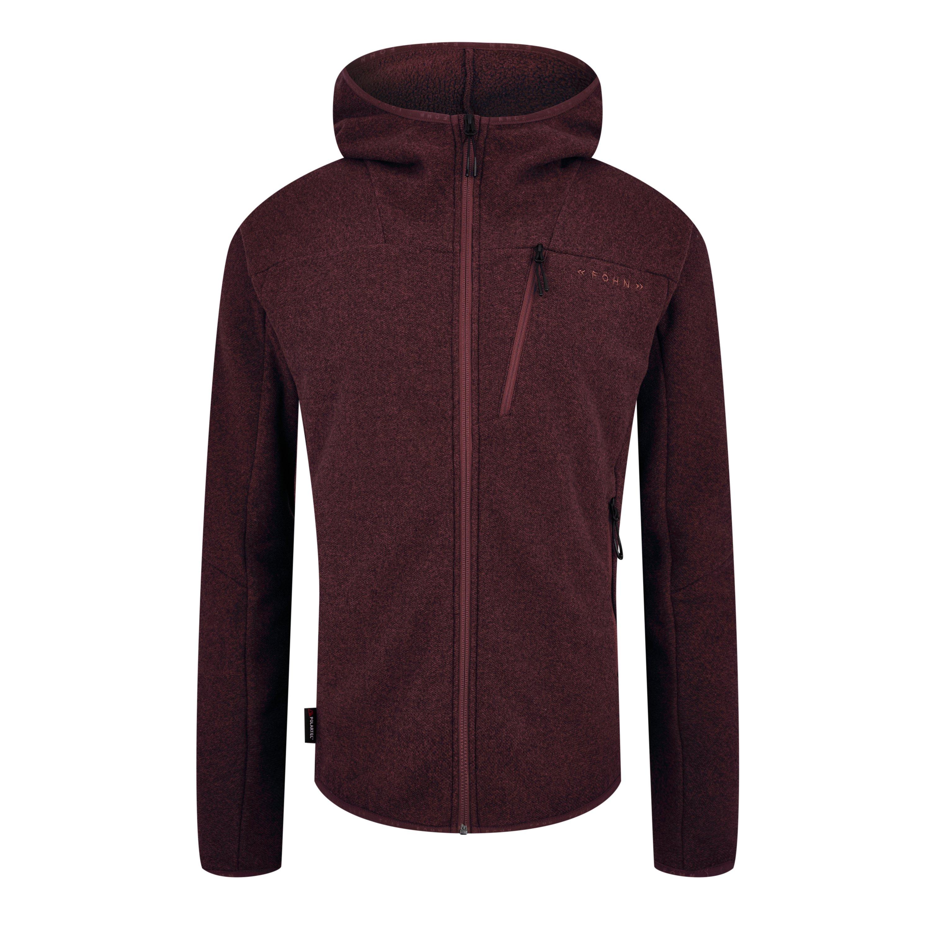 Fohn Men's Polartec Thermal Tech Fleece Zip Hoodie - Red - Small