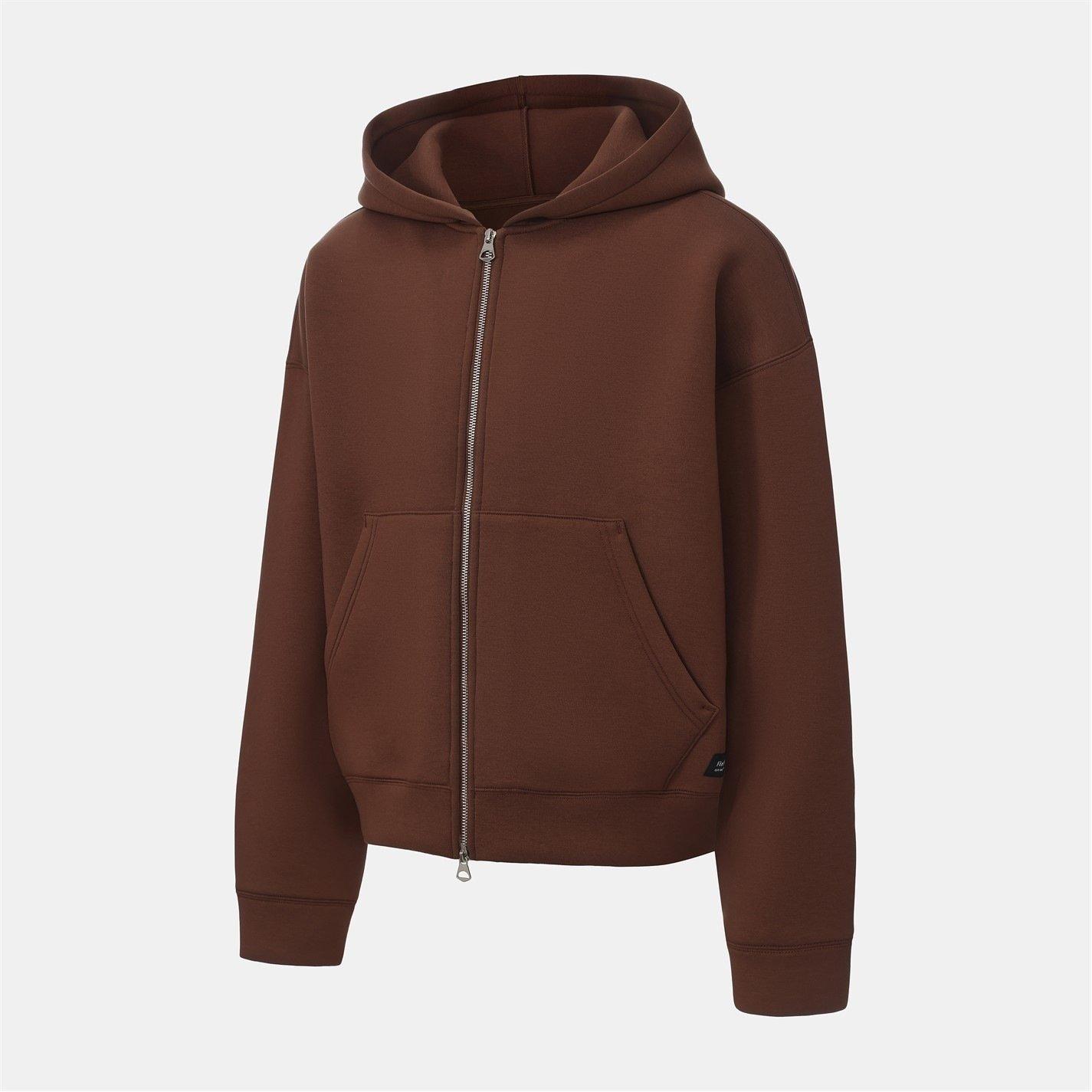 Brown - Firetrap - Scuba Full Zip Hoody Mens - 3