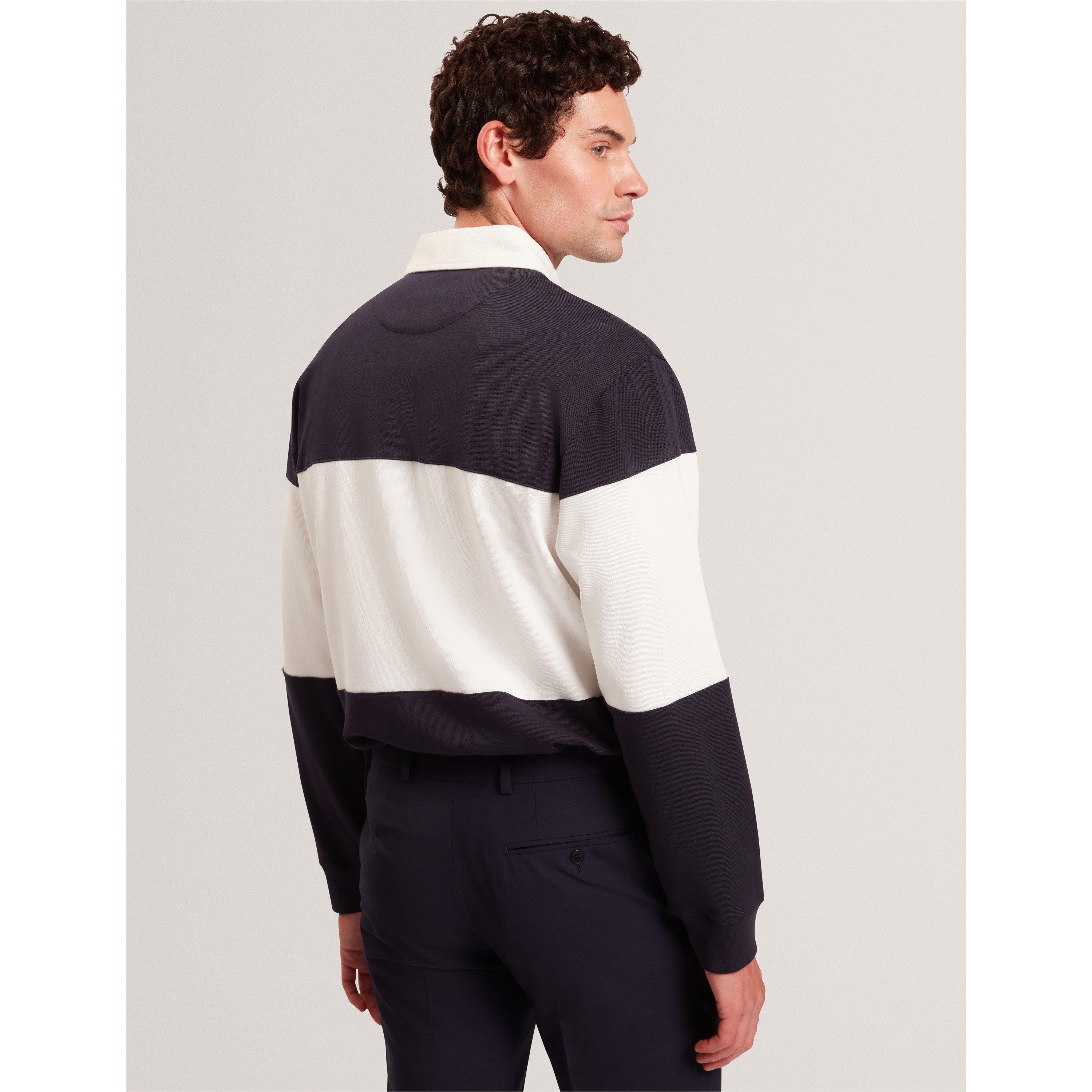 Navy - Ted Baker - Men's Long Sleeve Rugby Polo Shirt - 3