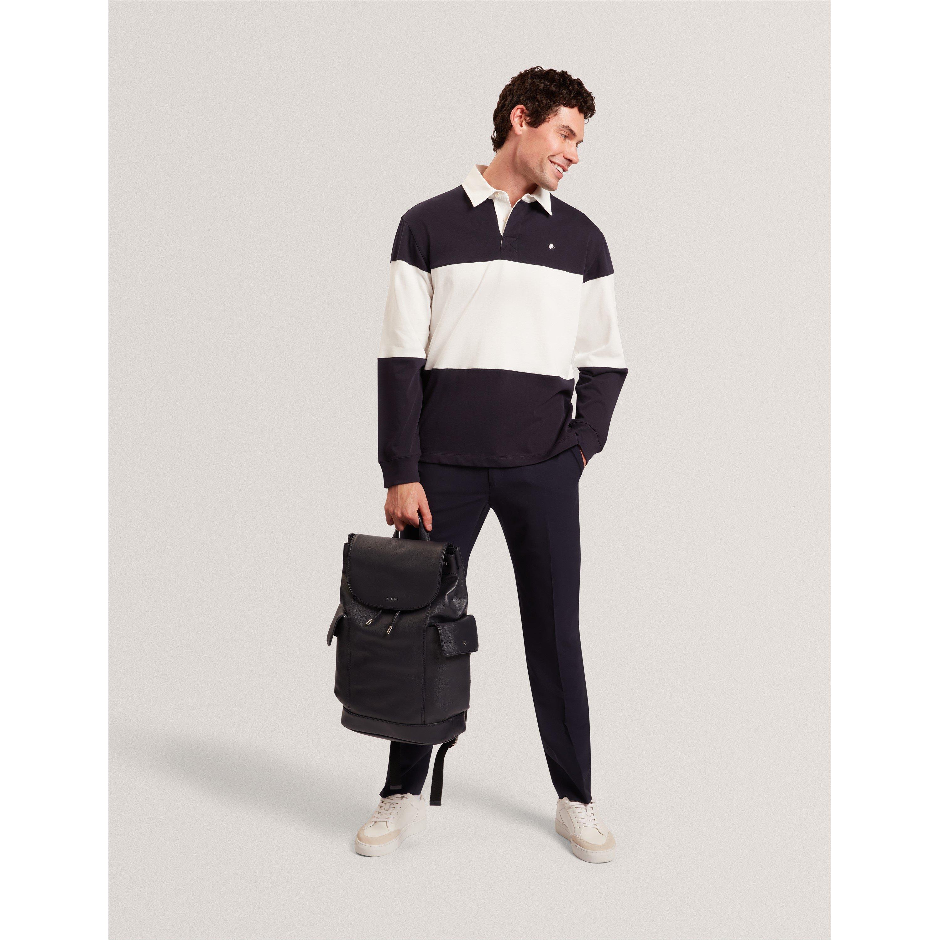 Navy - Ted Baker - Men's Long Sleeve Rugby Polo Shirt - 5