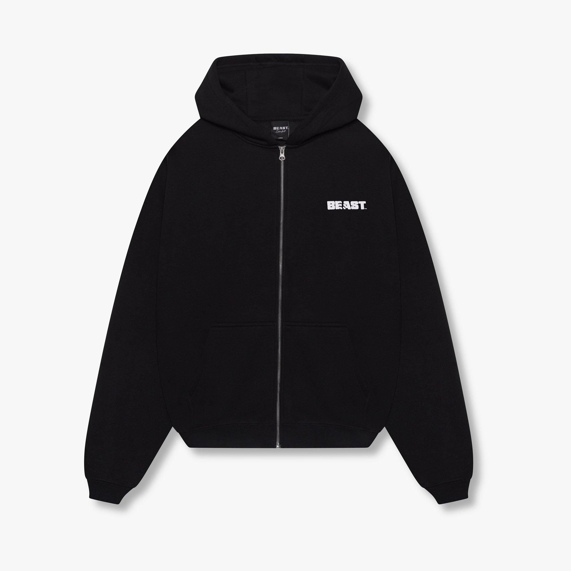Beast Men's Core Zip Through Hoodie - Black - Small