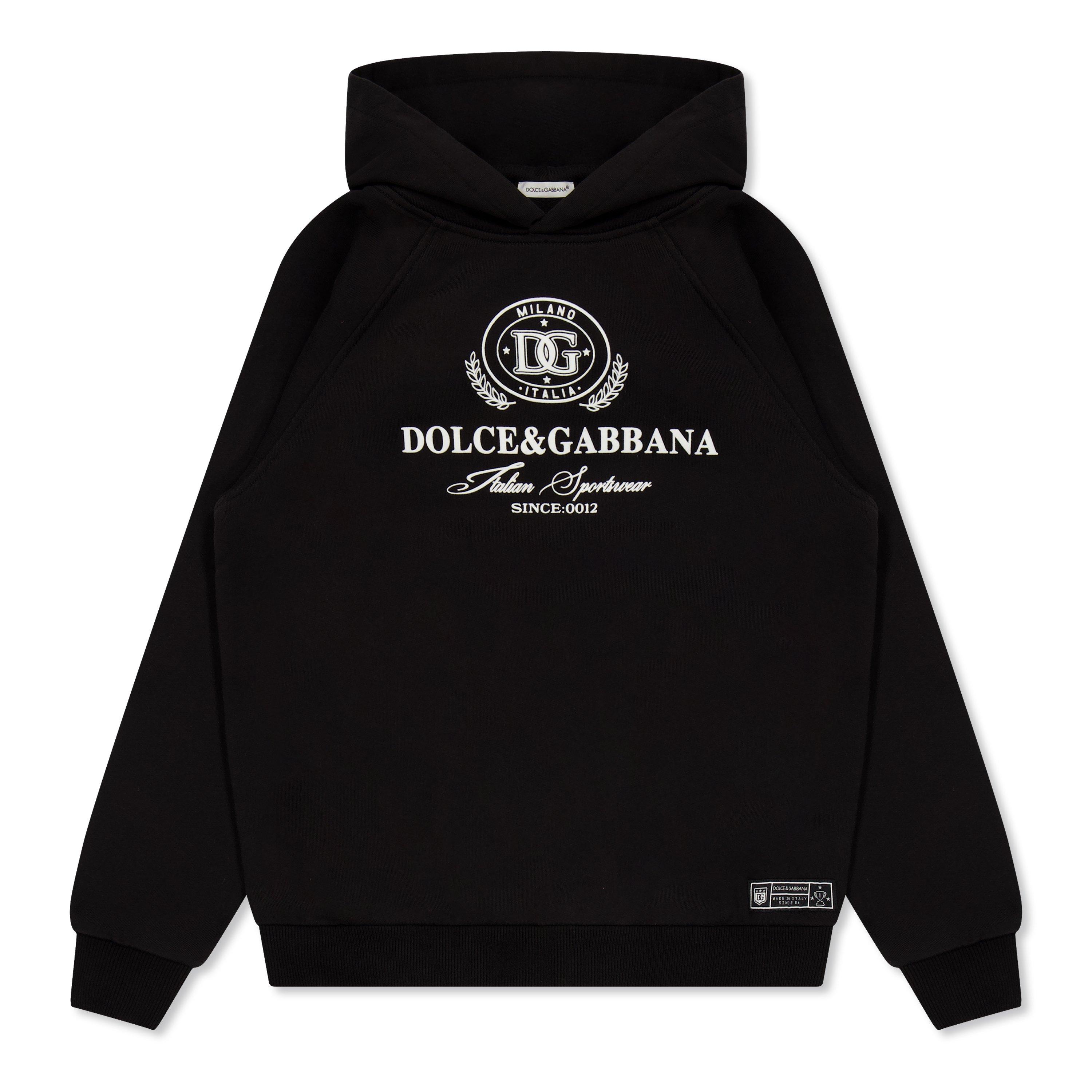 Dolce and Gabbana Kids' Logo Pull Over Hoodie - Black N0000 - Size 12Y
