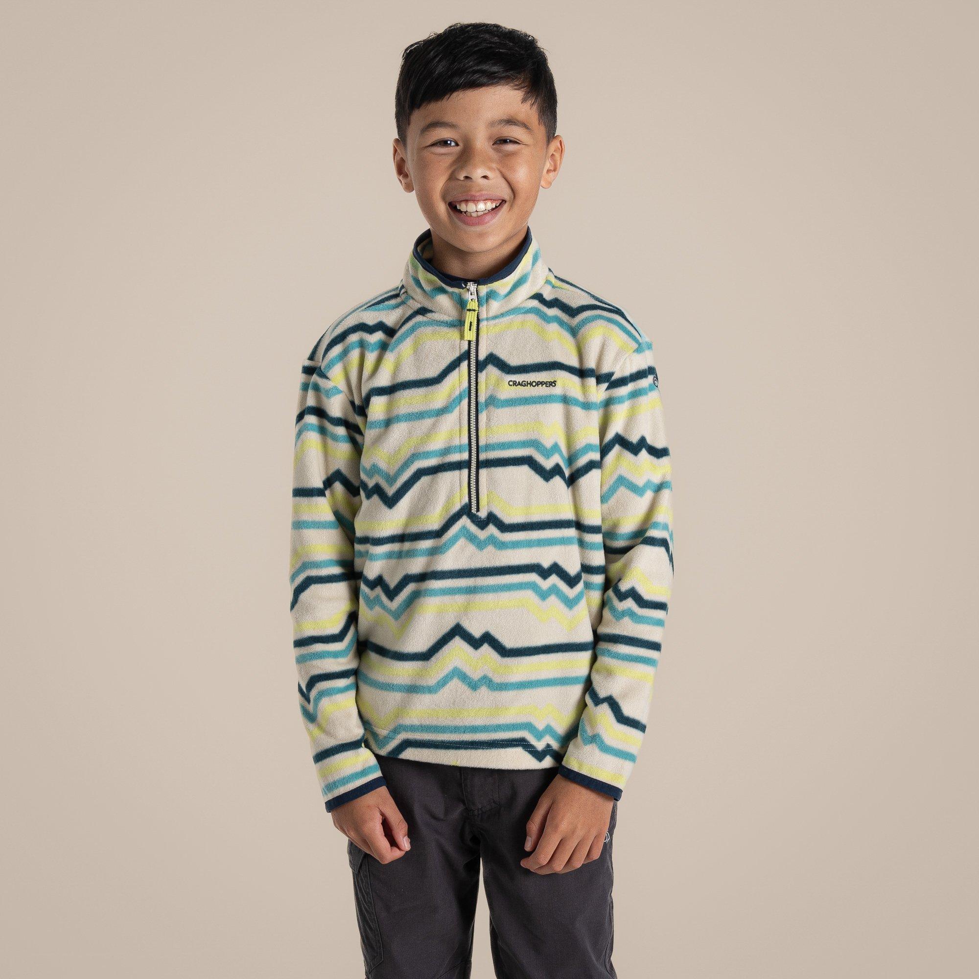 Craghoppers  Kids ' Bachas Quarter Zip Fleece - Key Lime Prt - 13yrs