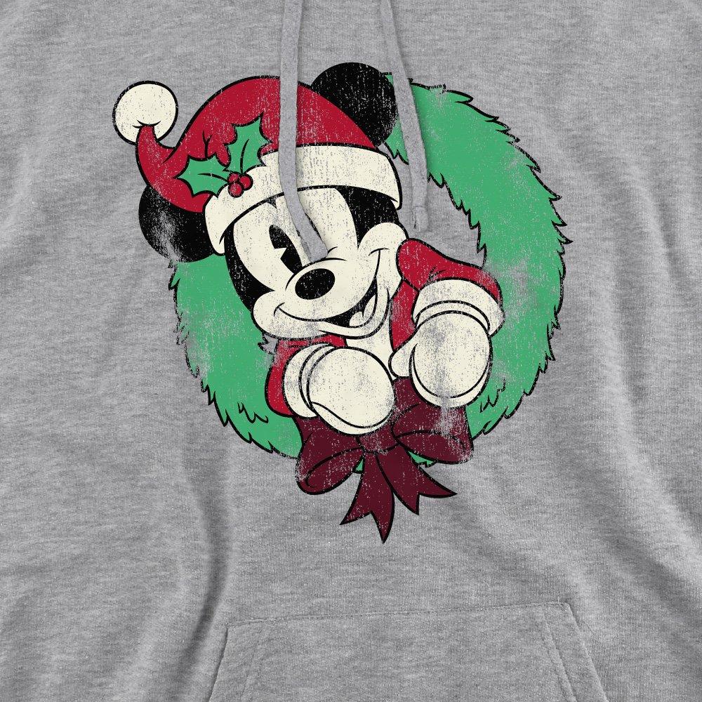 Mickey Wreath - Disney - Mickey Mouse Vintage Christmas Wreath Pullover Hoodie - 5