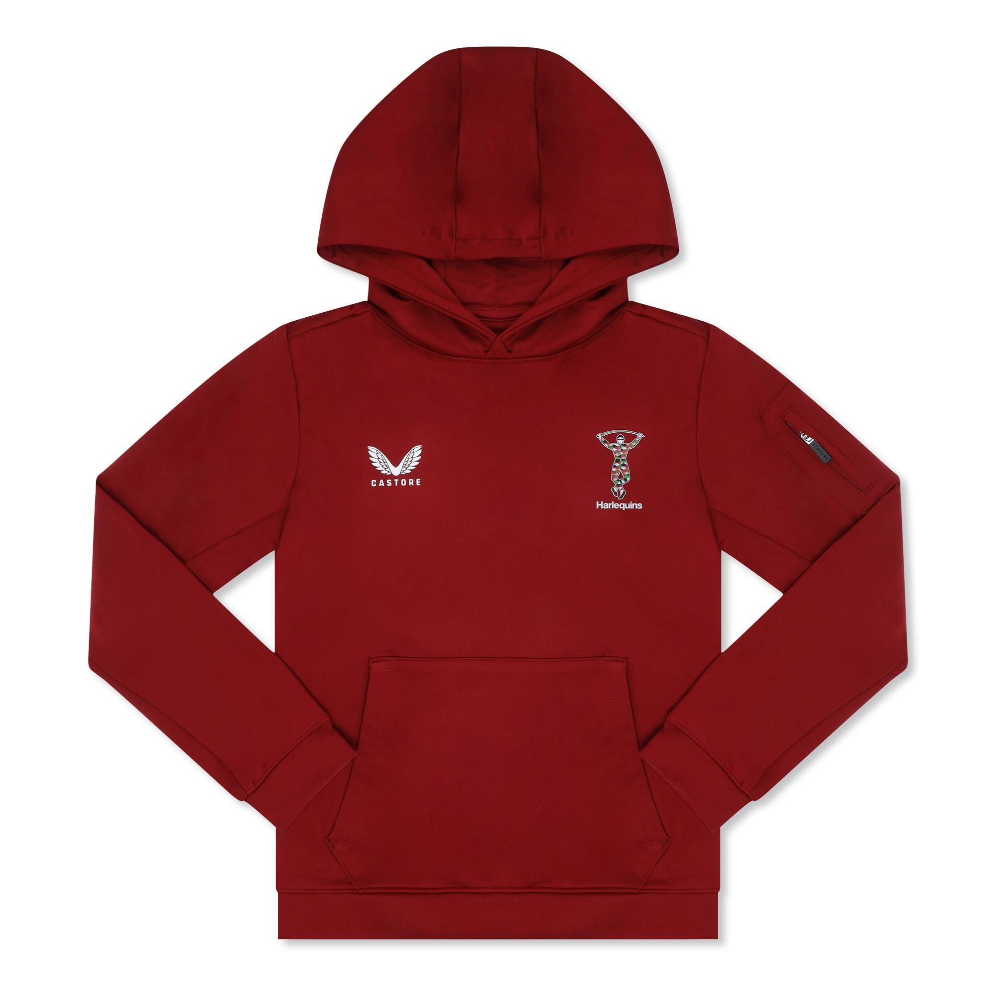 Castore  Kids Harlequins Overhead Hoodie 2025 2026 - Sun-Driedtomato - 14 Yrs