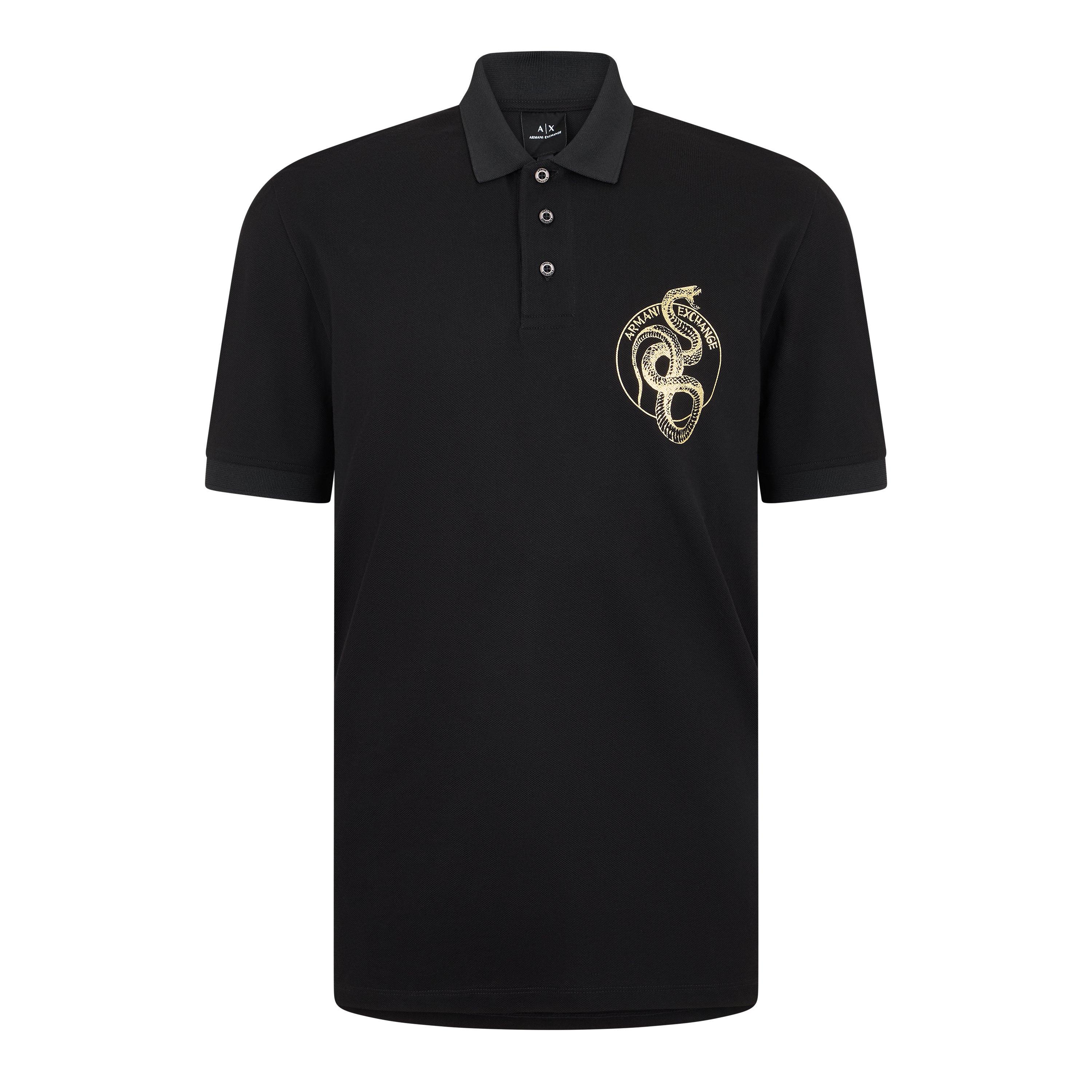 Armani Exchange Men's Short Sleeve Polo Shirt - Black - S
