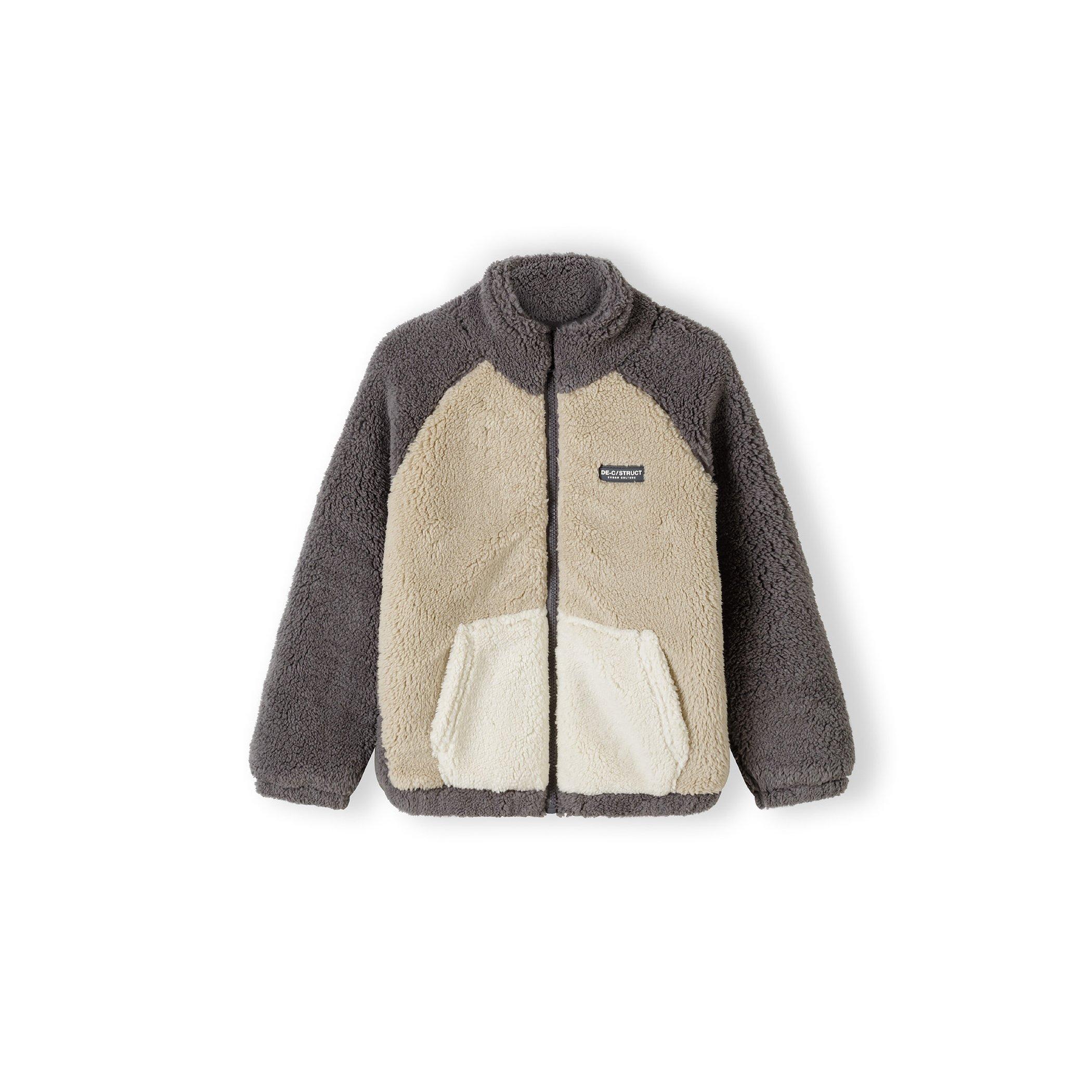 Brown - Minoti - Boys sherpa fleece jacket contrast pocket brown - 1
