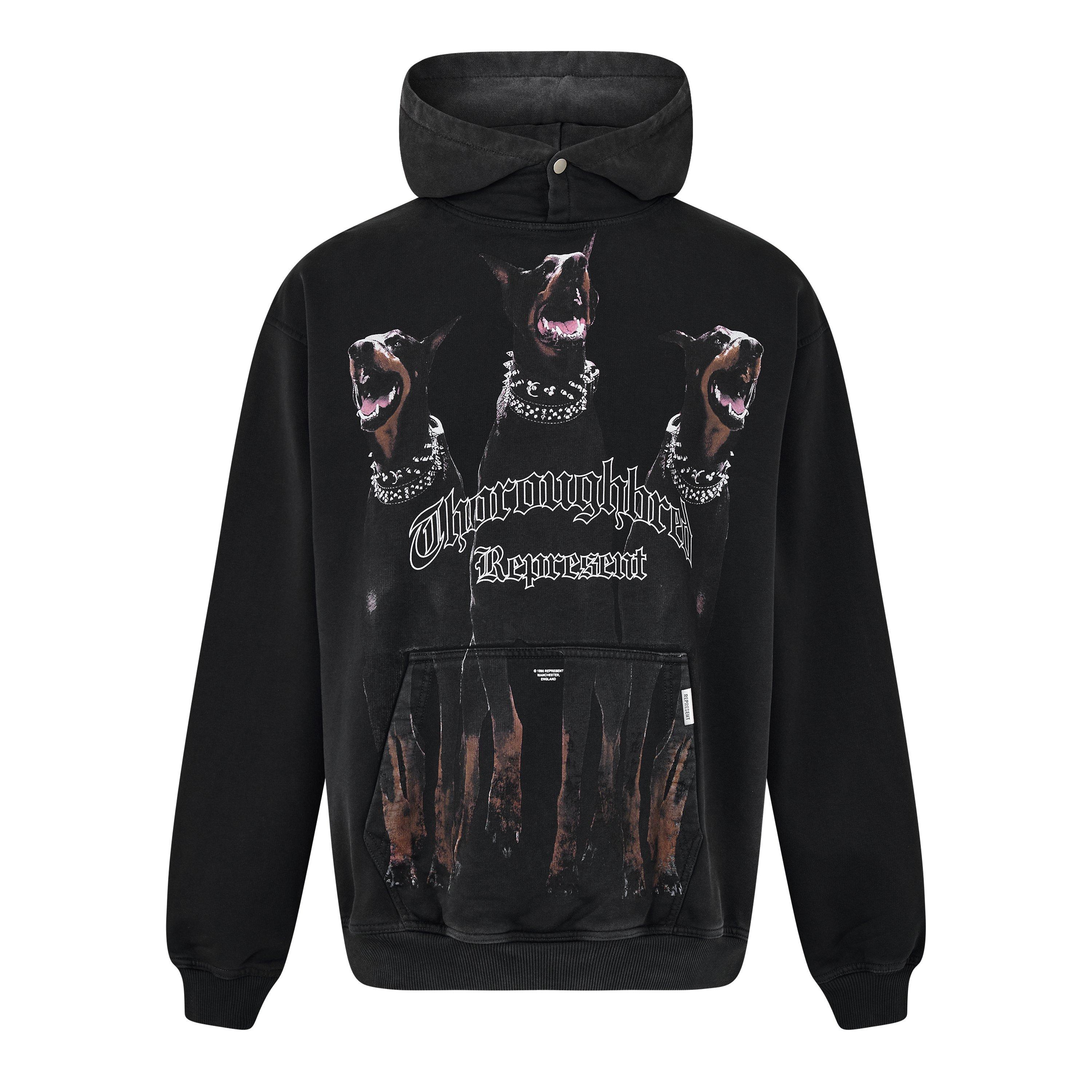 Vintage Black - Represent - Men's Thoroughbred Over The Head Hoodie with Popper Fastening - 5