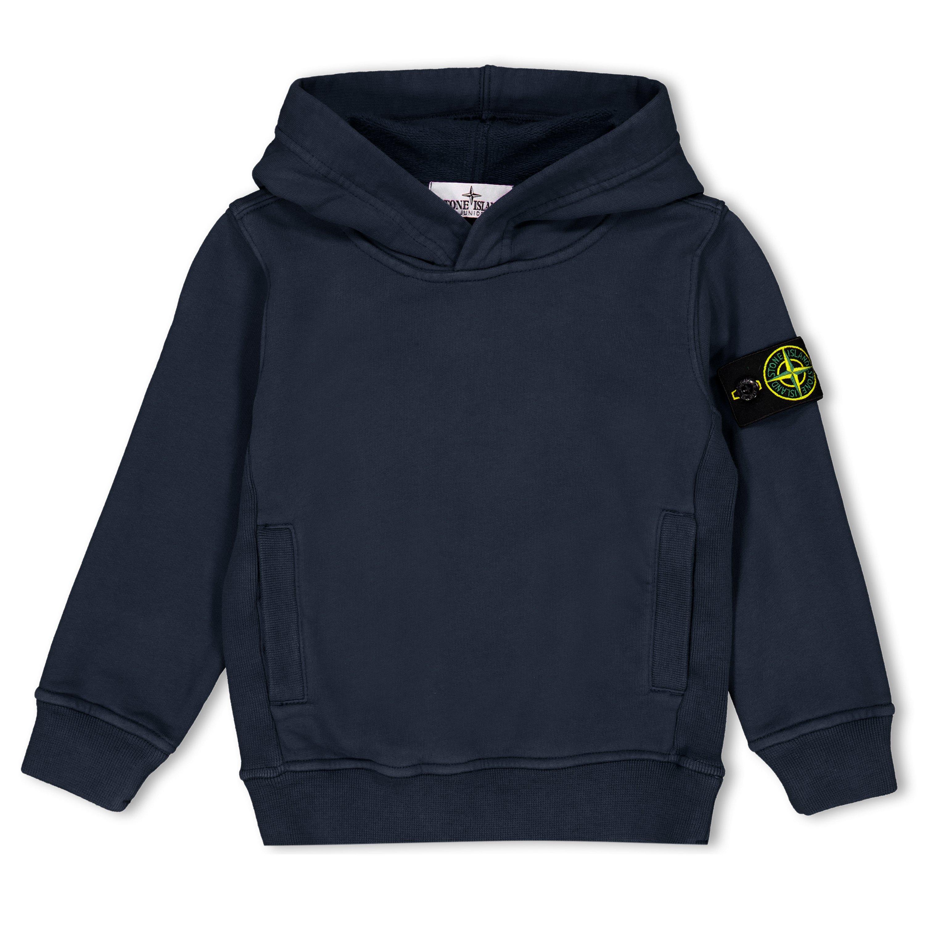 Stone Island , Kids Sweatshirts, Unisex, Blue, 10 Y | 140 Cm, Wappen Patch Hooded Zip-Up - Image 2
