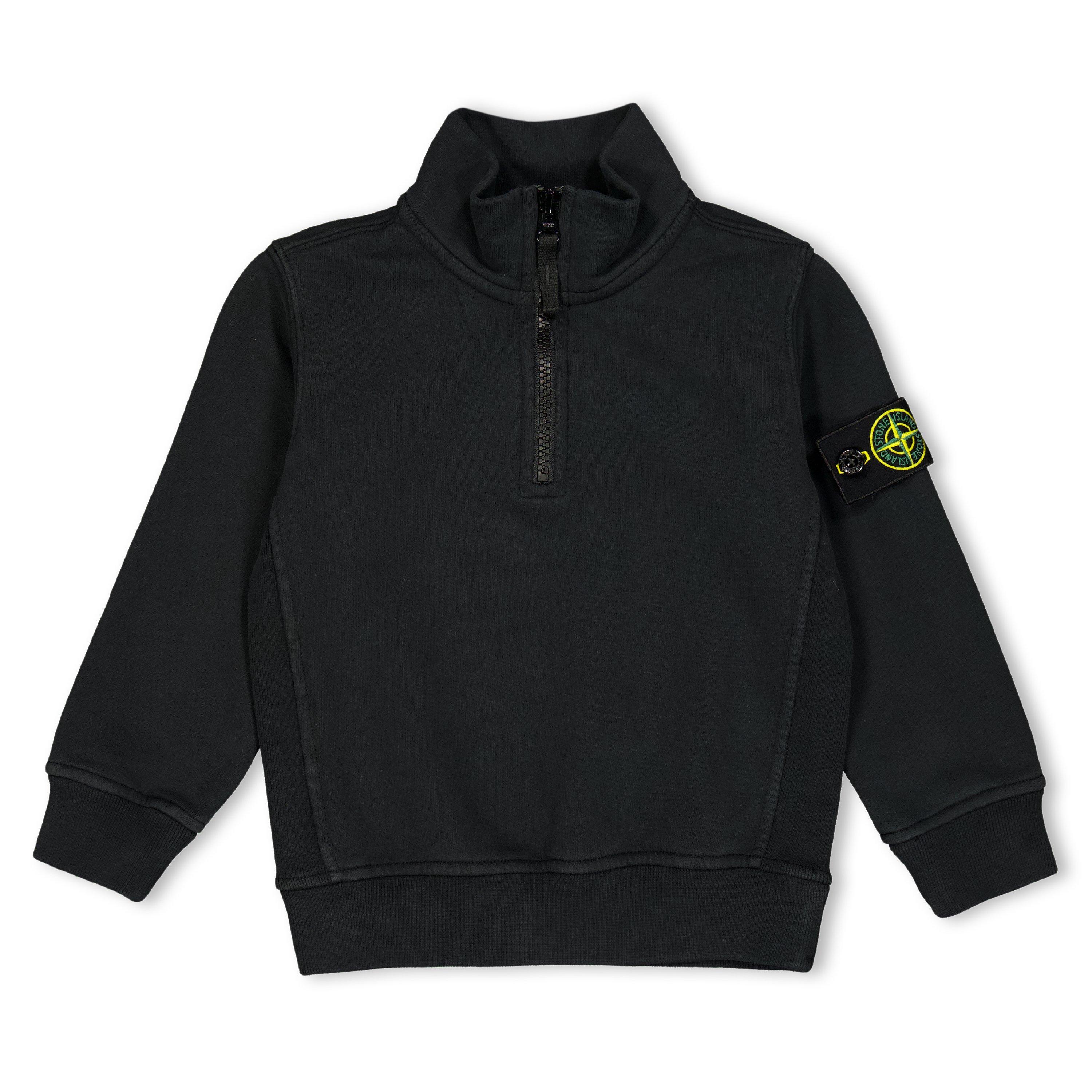 Stone Island Stone Badge 1/4 Zip Jn64 - Black V0029 - 10 Years
