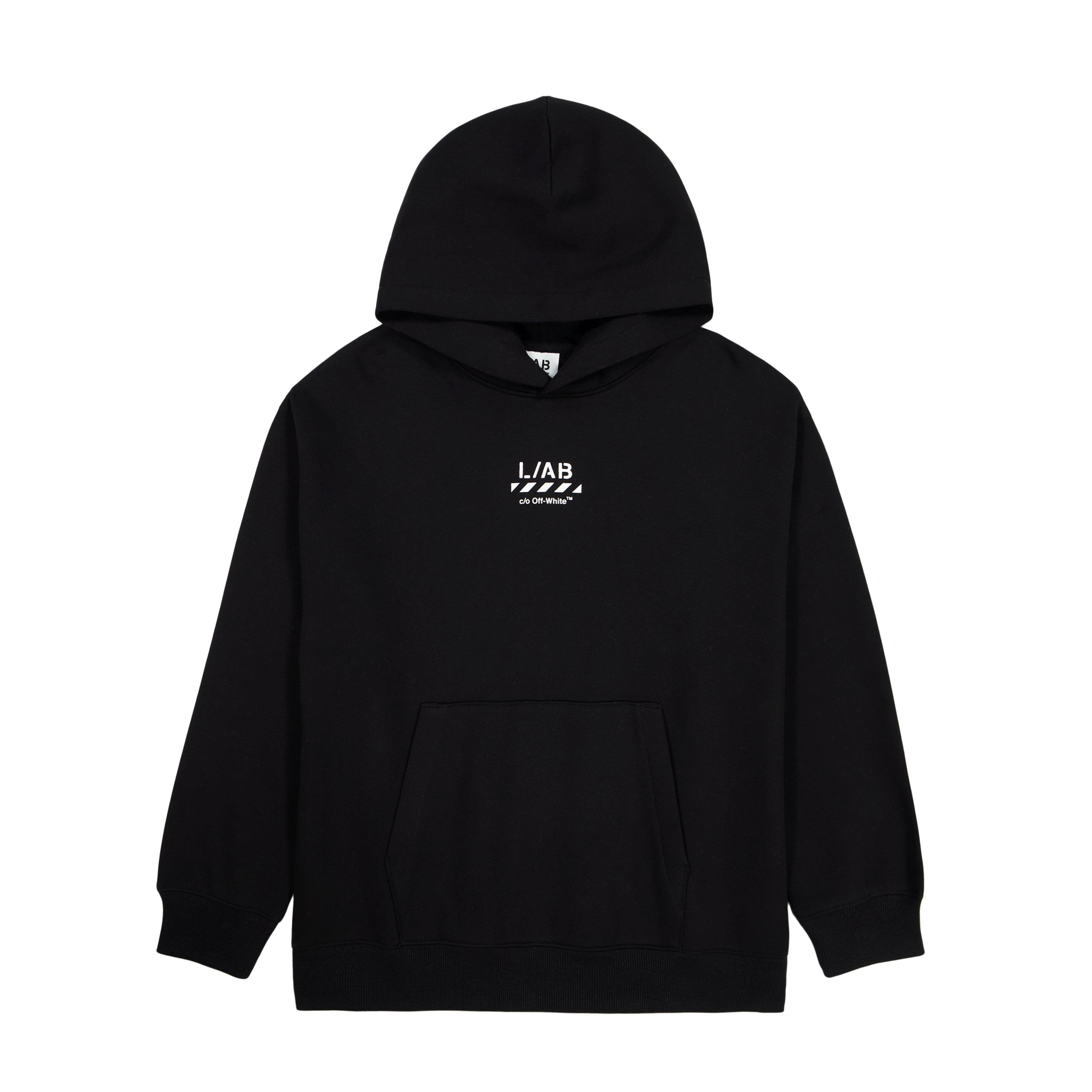 Black - L AB Off White - Kids' Small Logo Over the Head Hoodie - 1