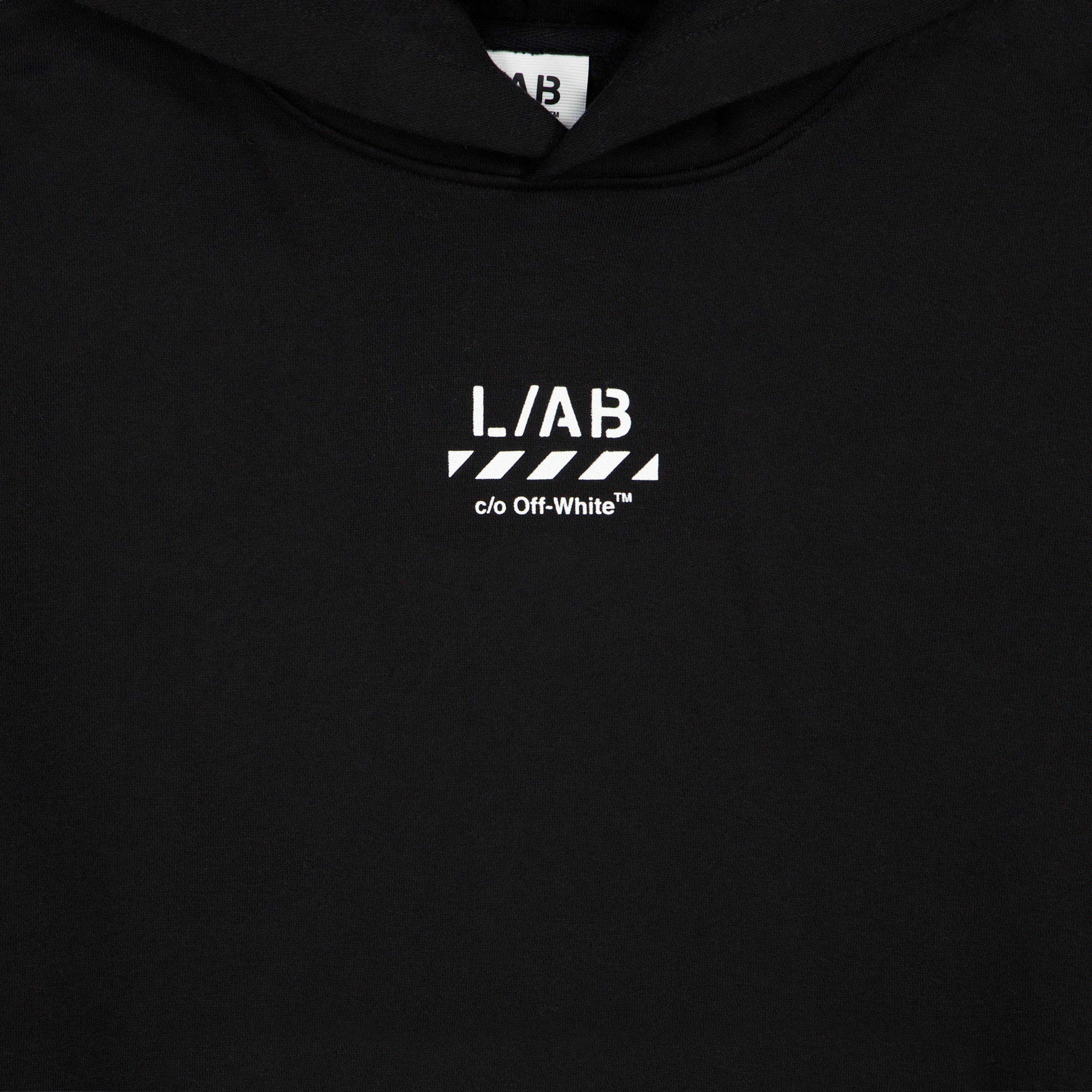 Black - L AB Off White - Kids' Small Logo Over the Head Hoodie - 2
