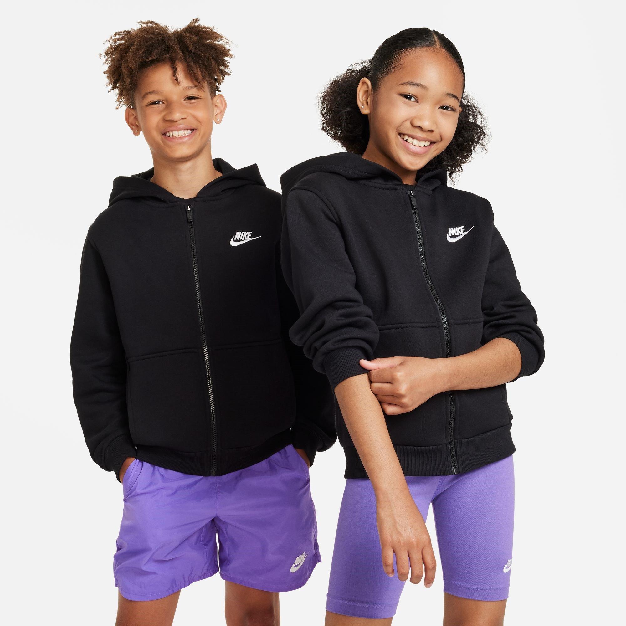 Black/White - Nike - Sportswear Club Fleece Juniors Full Zip Hoodie - 1