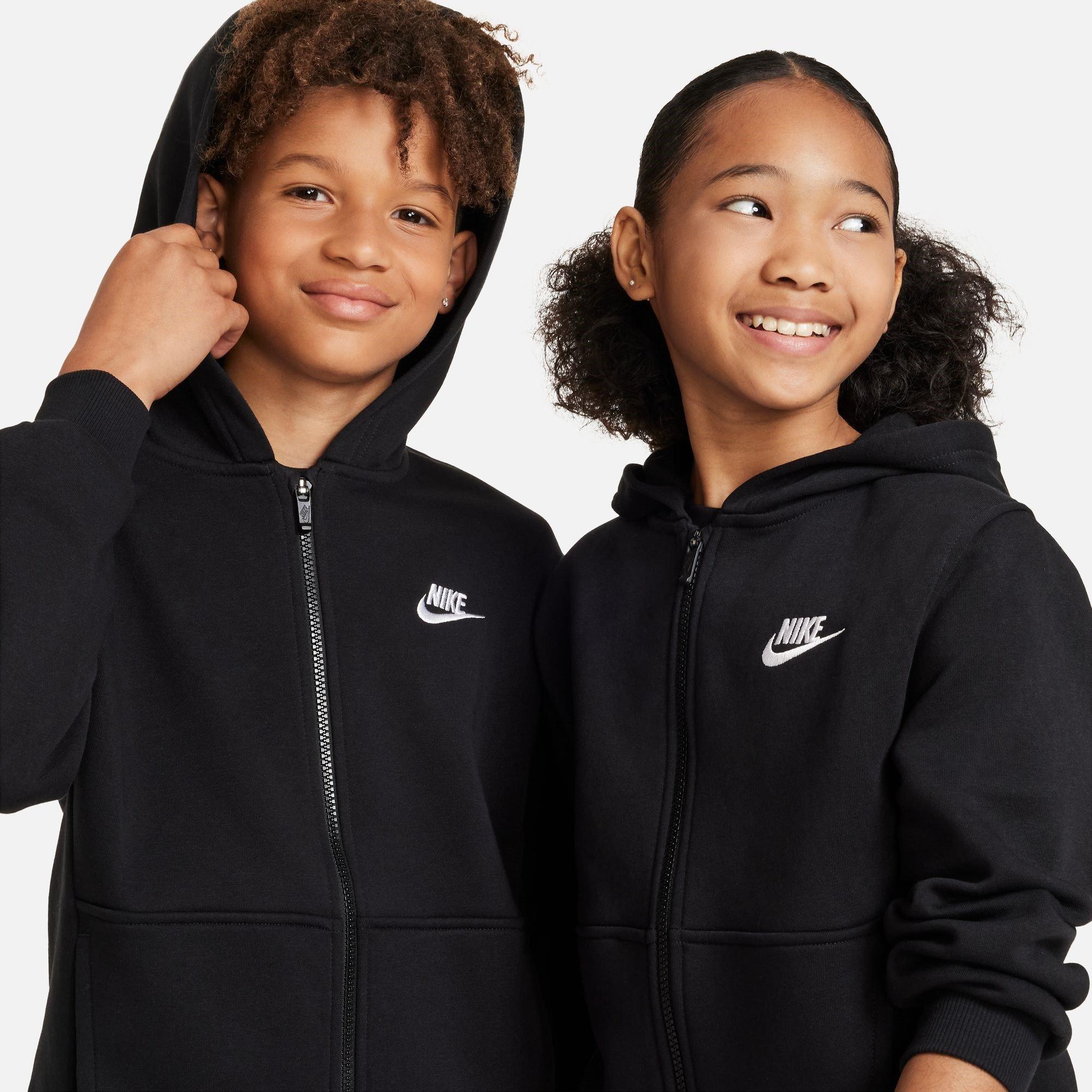 Black/White - Nike - Sportswear Club Fleece Juniors Full Zip Hoodie - 3