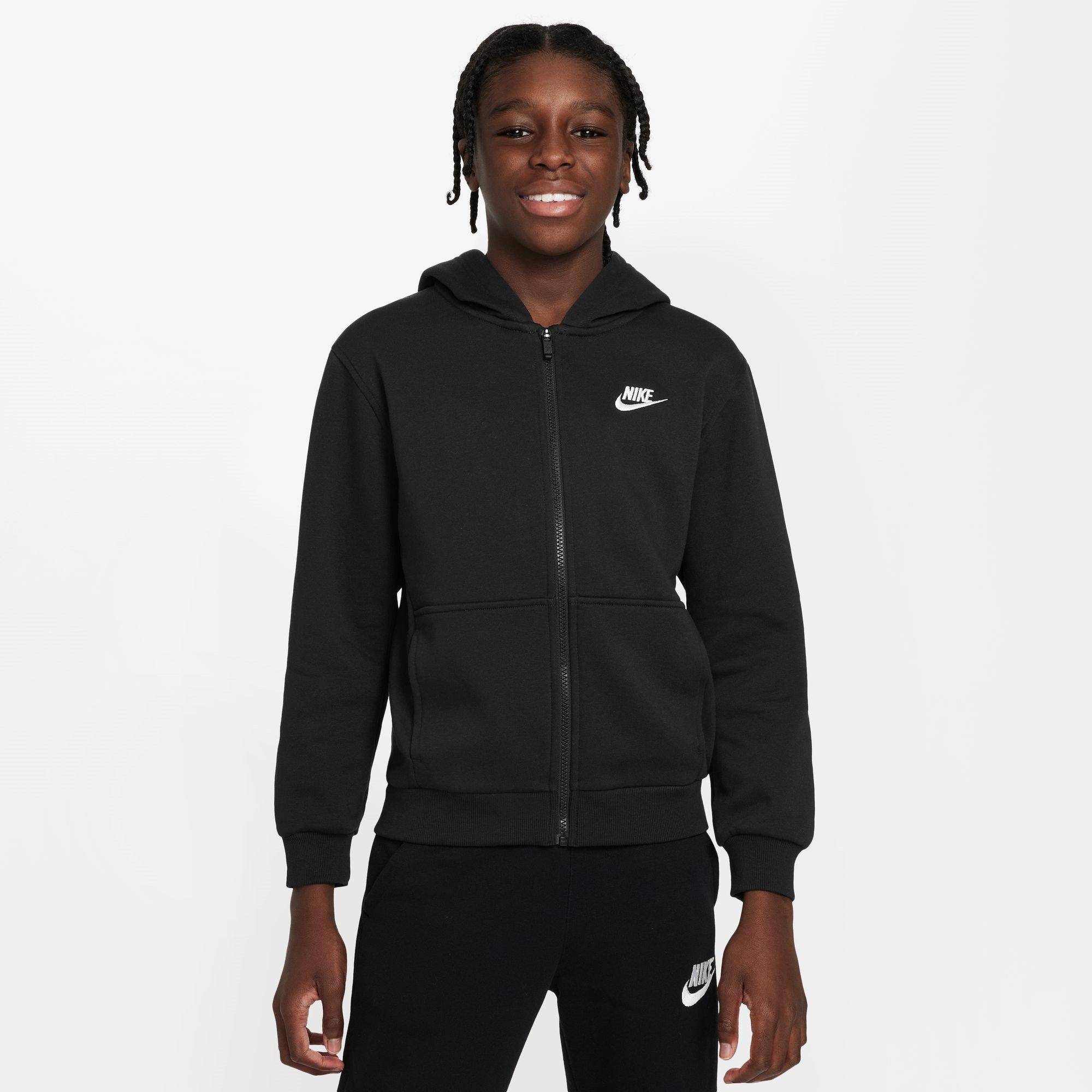 Black/White - Nike - Sportswear Club Fleece Juniors Full Zip Hoodie - 4