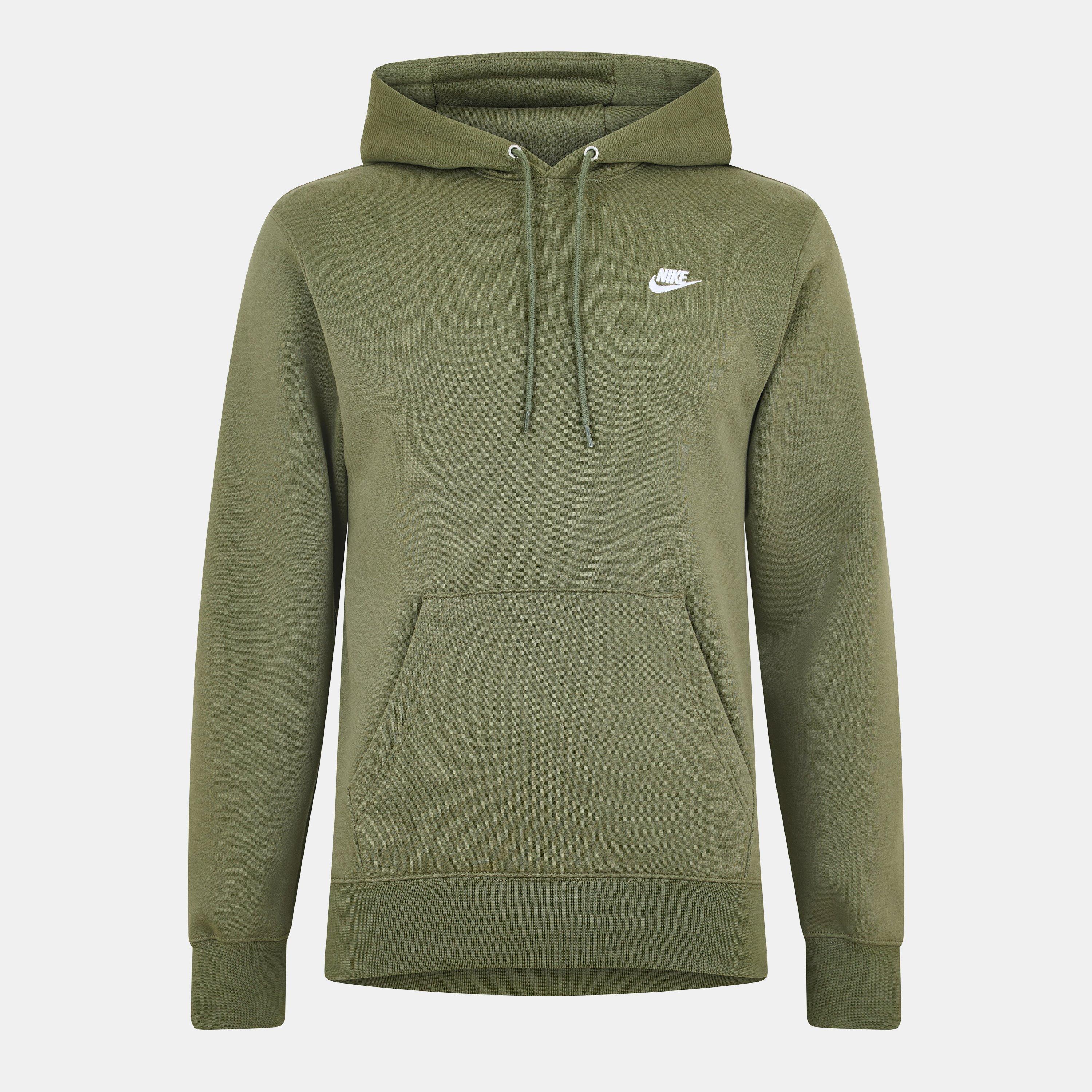 Nike Men's Sportswear Club Fleece Pullover Hoodie - Olive/White - XS