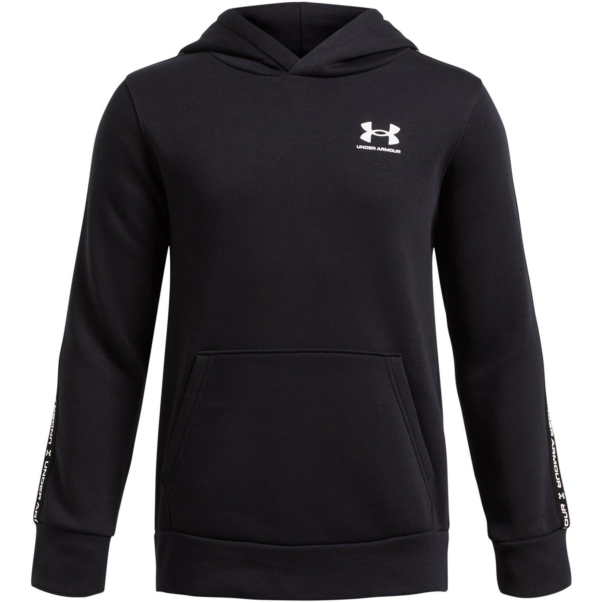 Black - Under Armour - Kids' Tape Over-The-Head Fleece Hoodie - 1