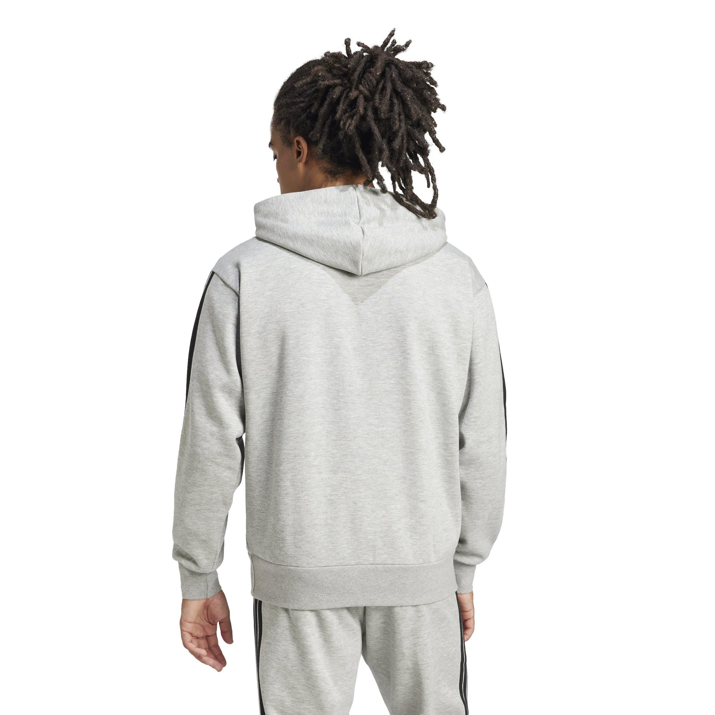 Cinzento Médio/Branco - adidas - Essentials Fleece 3-Stripes Hoodie Mens - 3