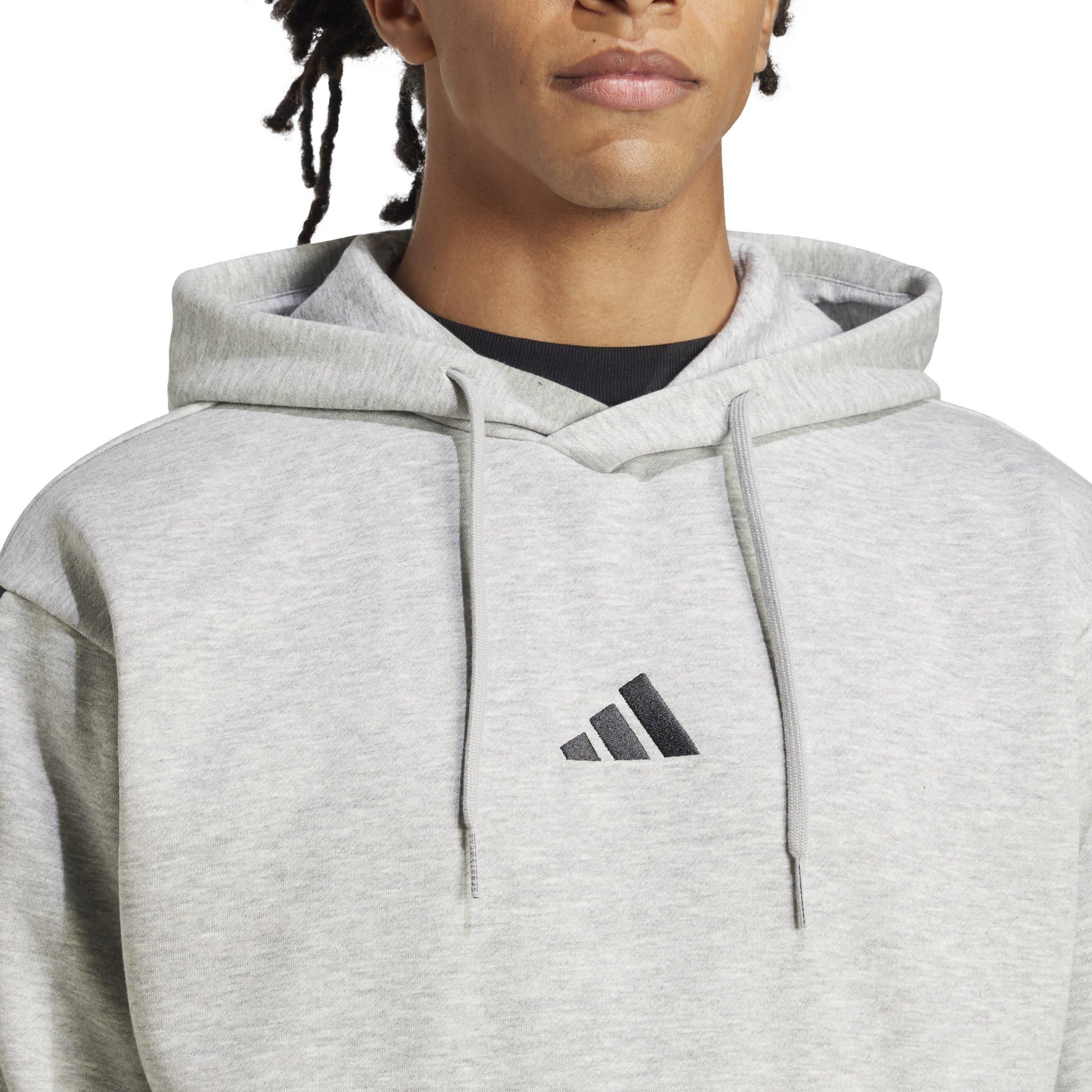 Cinzento Médio/Branco - adidas - Essentials Fleece 3-Stripes Hoodie Mens - 5