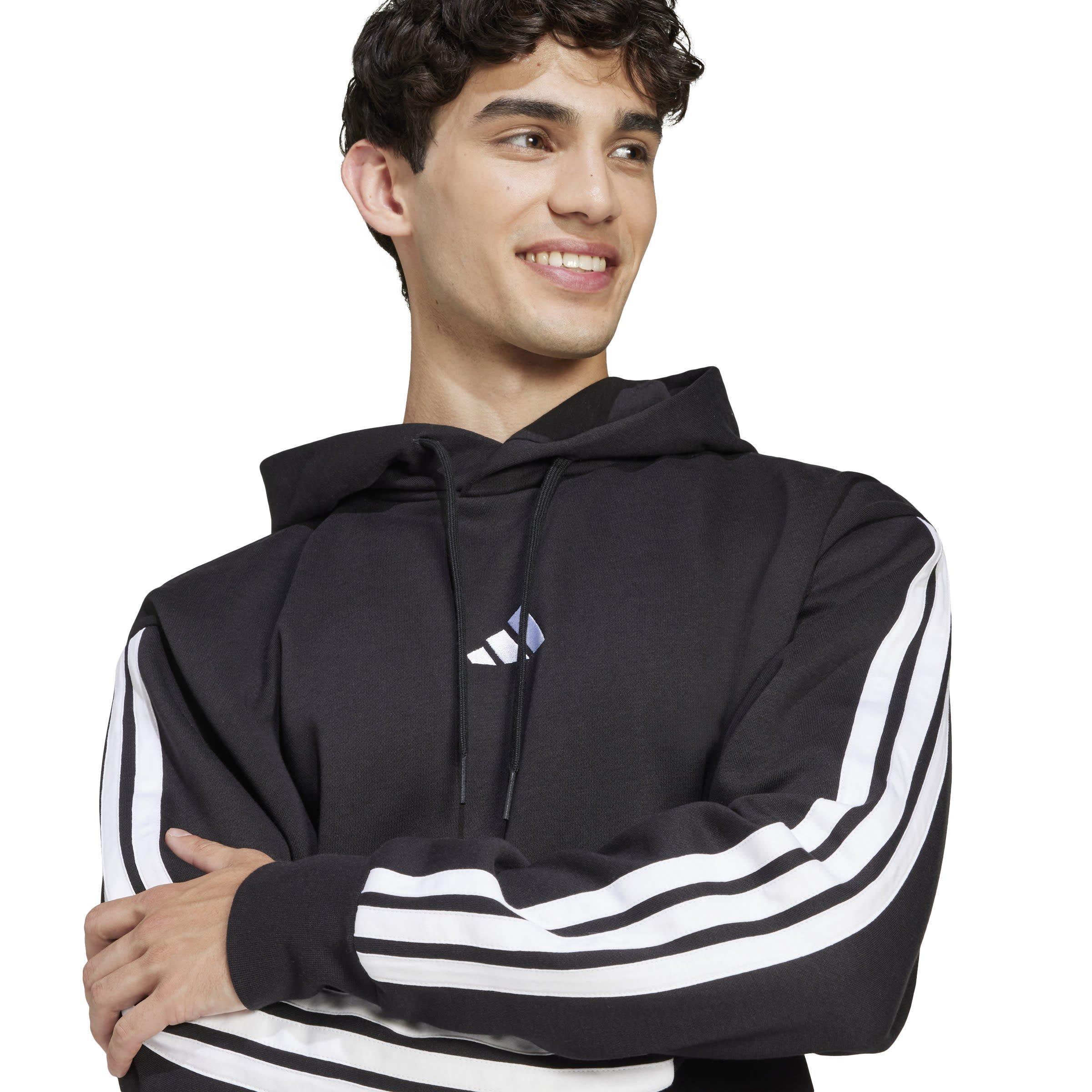 Nero/Bianco - adidas - Essentials Fleece 3-Stripes Hoodie Mens - 5
