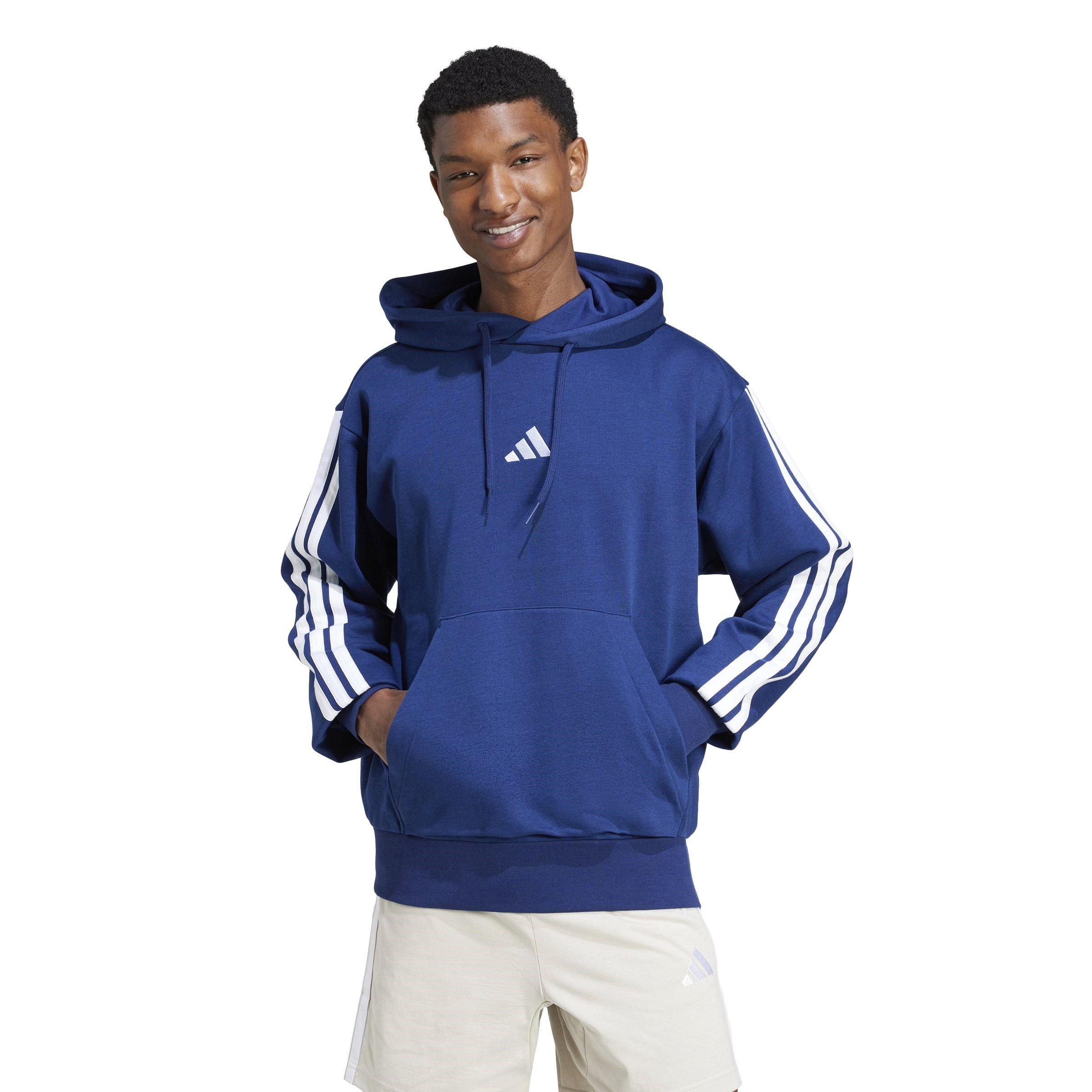 Navy/White - adidas - Essentials Fleece 3-Stripes Hoodie Mens - 2