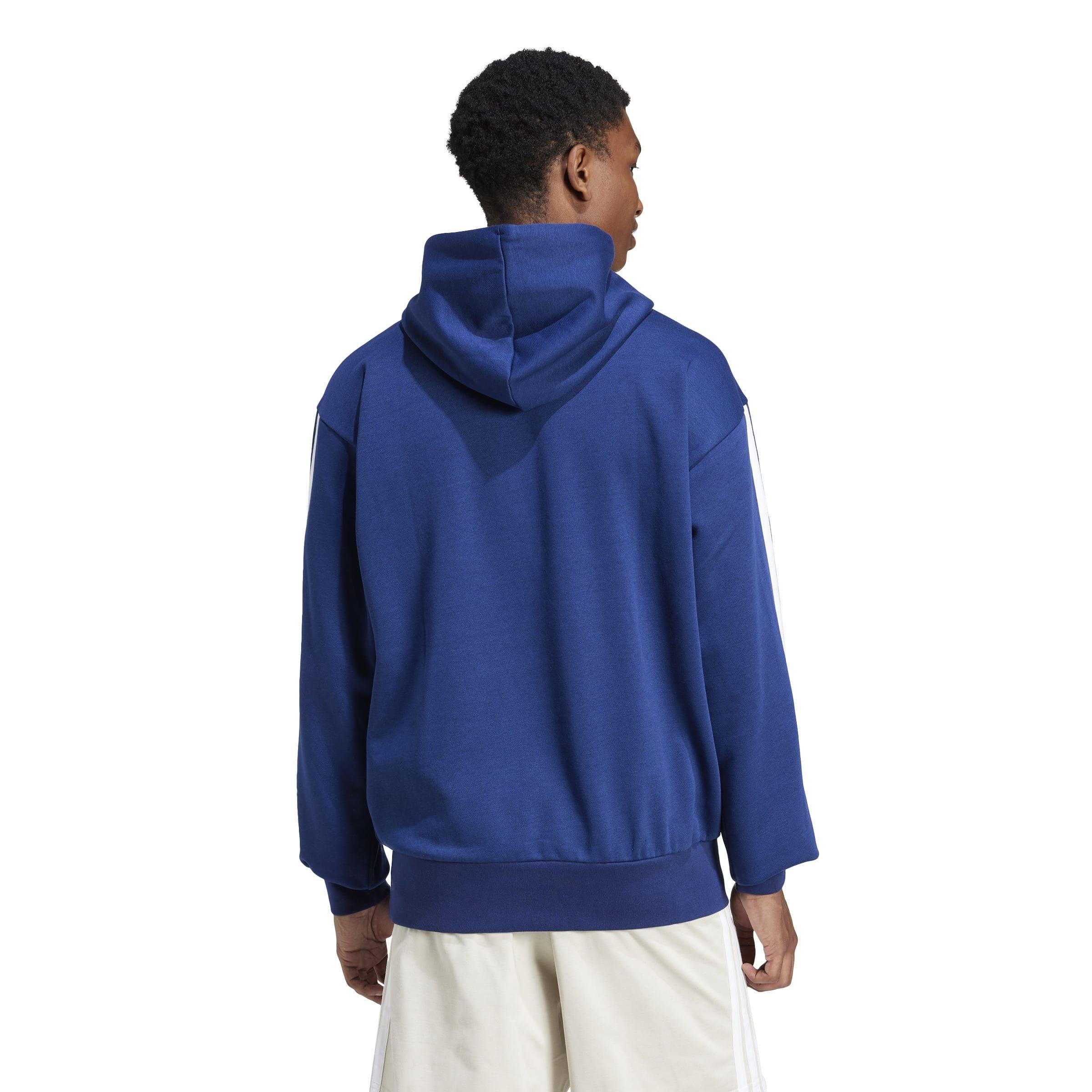 Navy/White - adidas - Essentials Fleece 3-Stripes Hoodie Mens - 3