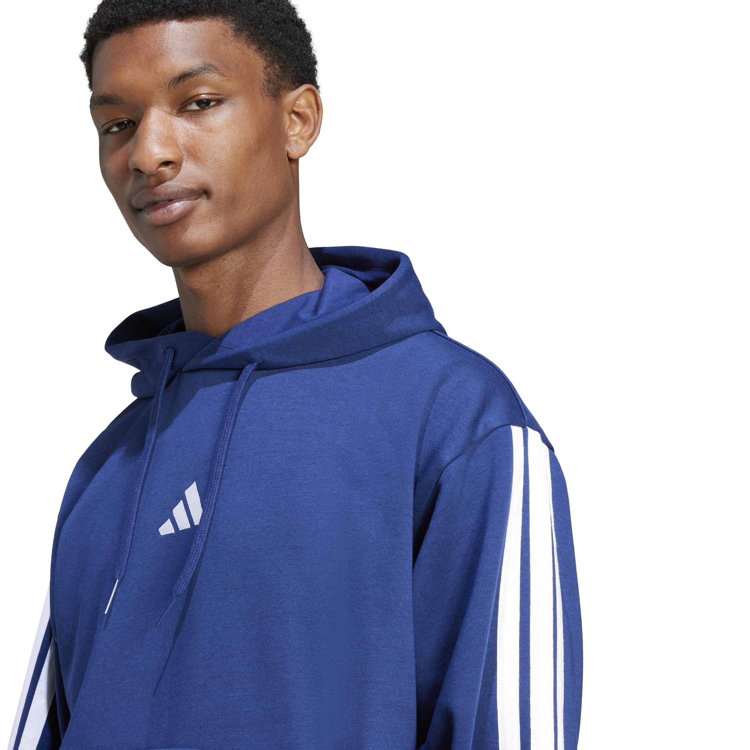 Navy/White - adidas - Essentials Fleece 3-Stripes Hoodie Mens - 5