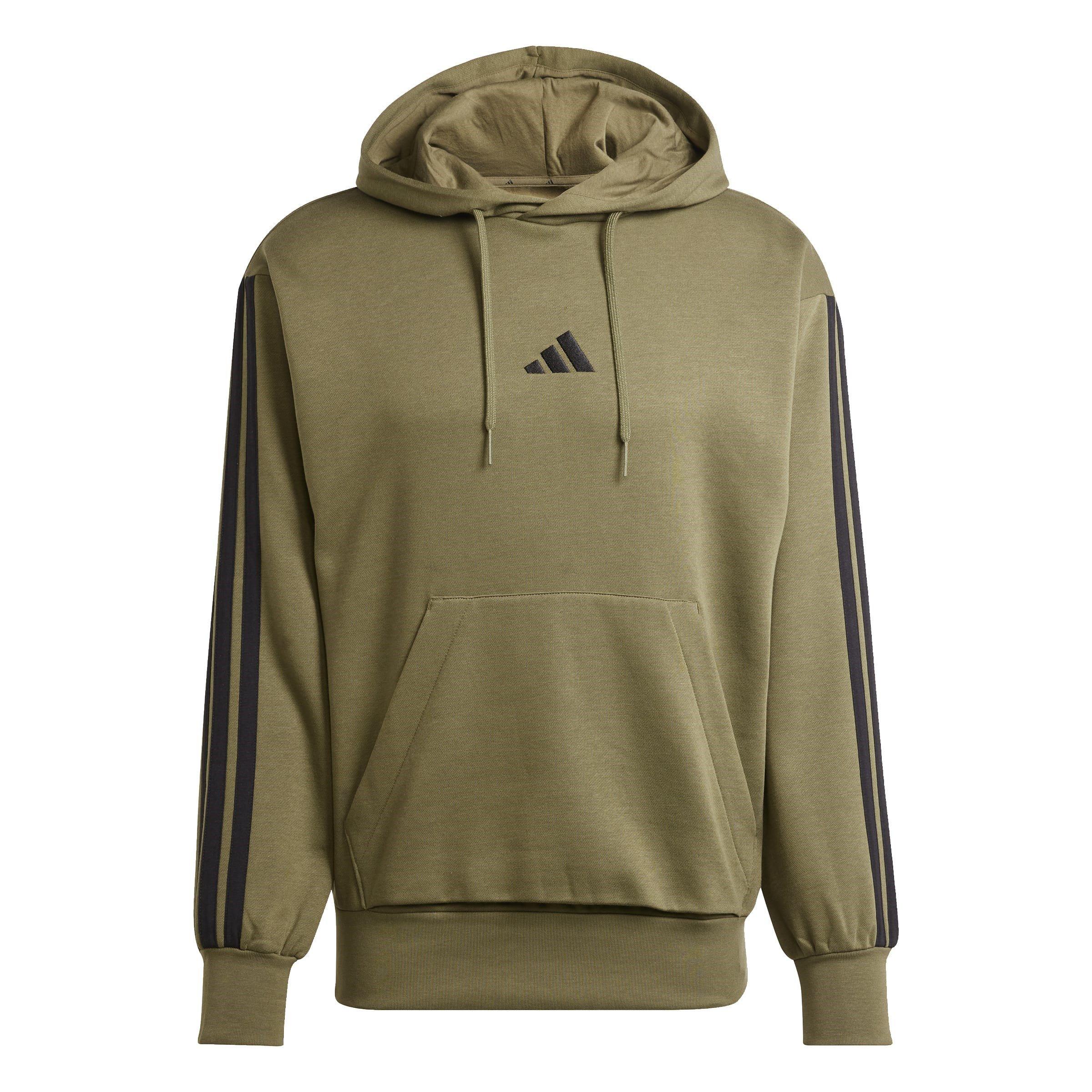Adidas Men's Essentials Fleece 3-Stripes Hoodie - Olive Strata - M