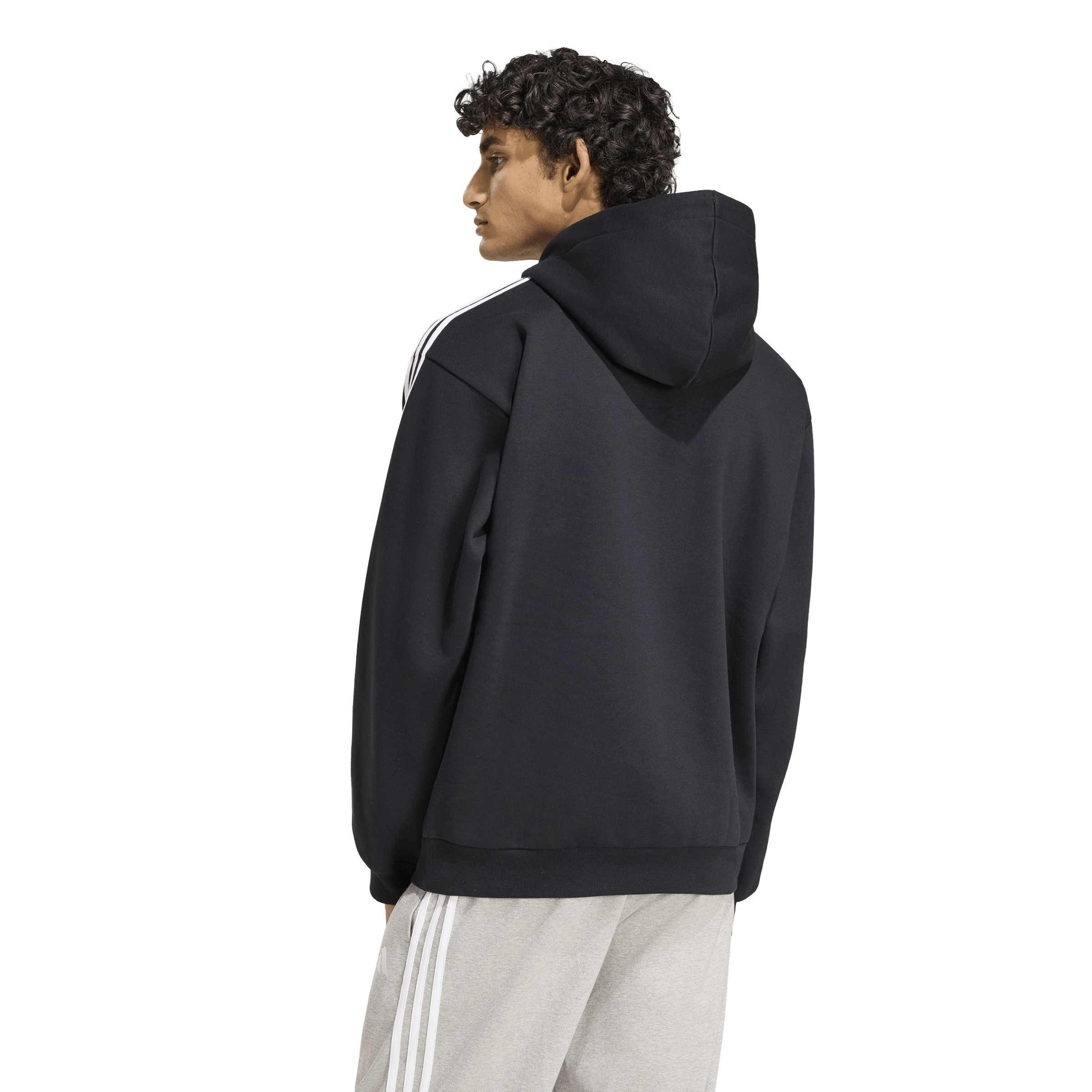 Black/White - adidas - Essentials Fleece 3-Stripes Hoodie Mens - 3