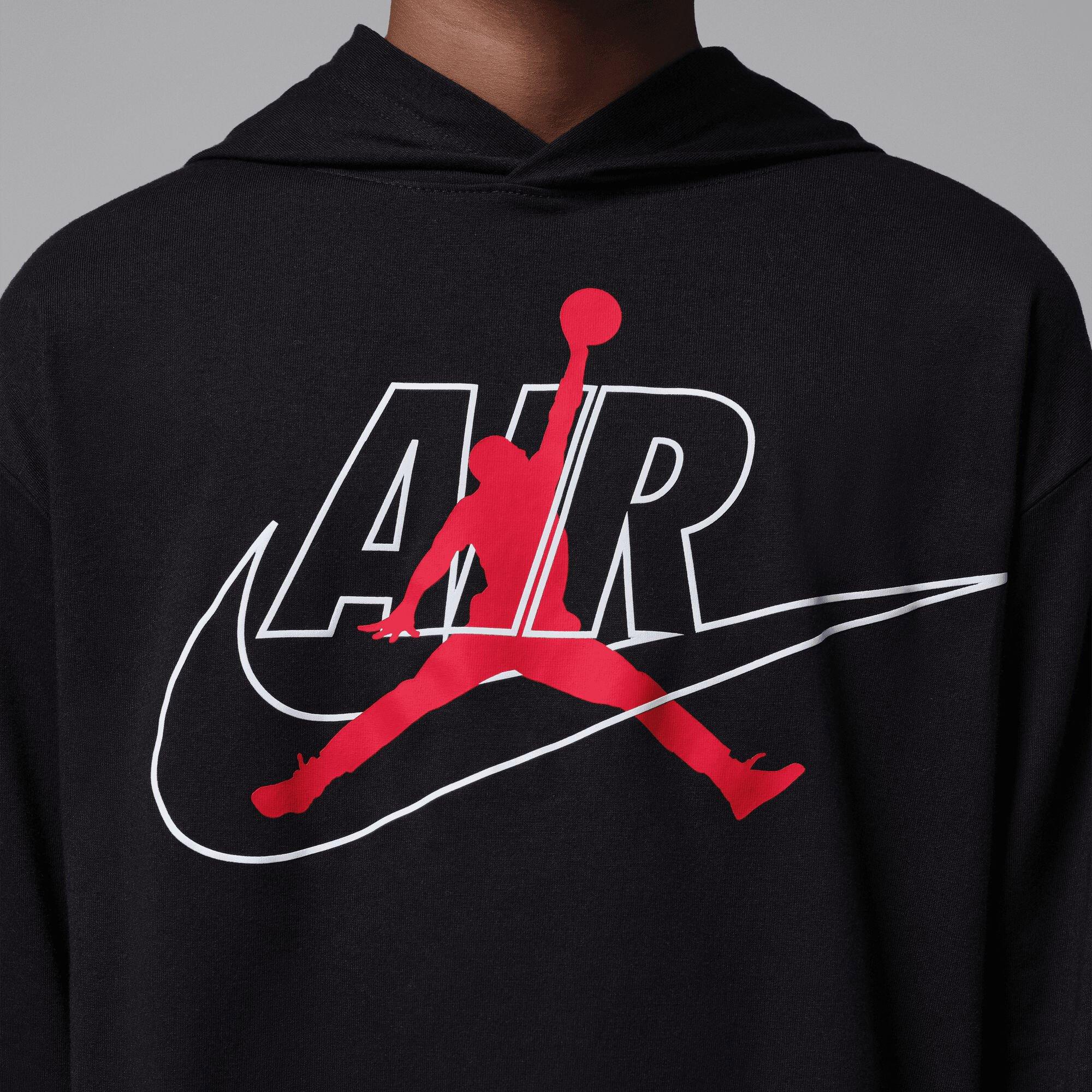 Black - Air Jordan - Kids' Jumpman Air Over the Head Cotton Long-Sleeve Hoodie - 3