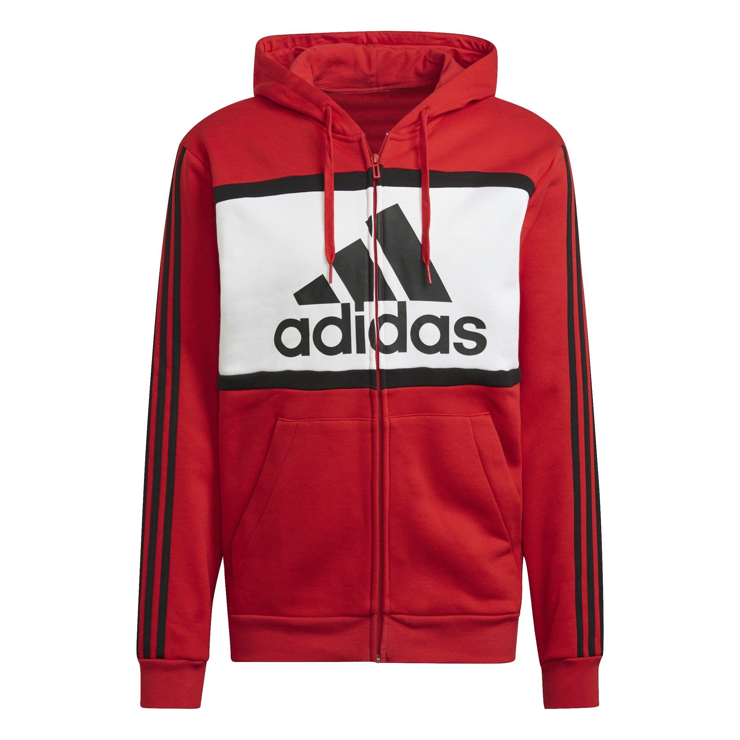 Adidas Men's Black Hoodie - Red - M