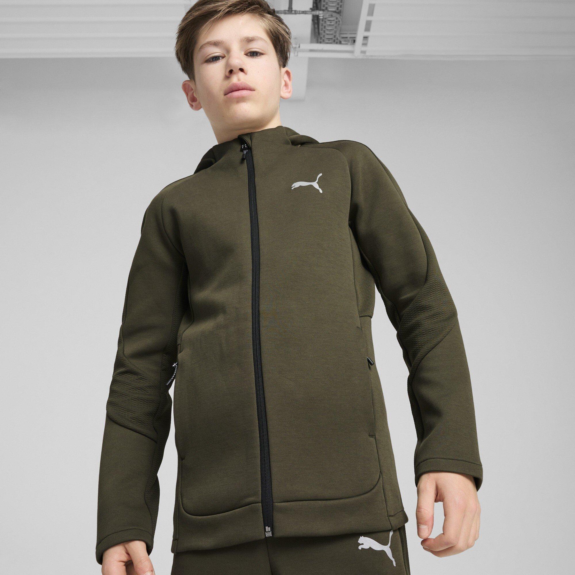 Dark Olive - Puma - Unisex Kids' Evostripe Full-Zip Hoodie - 3