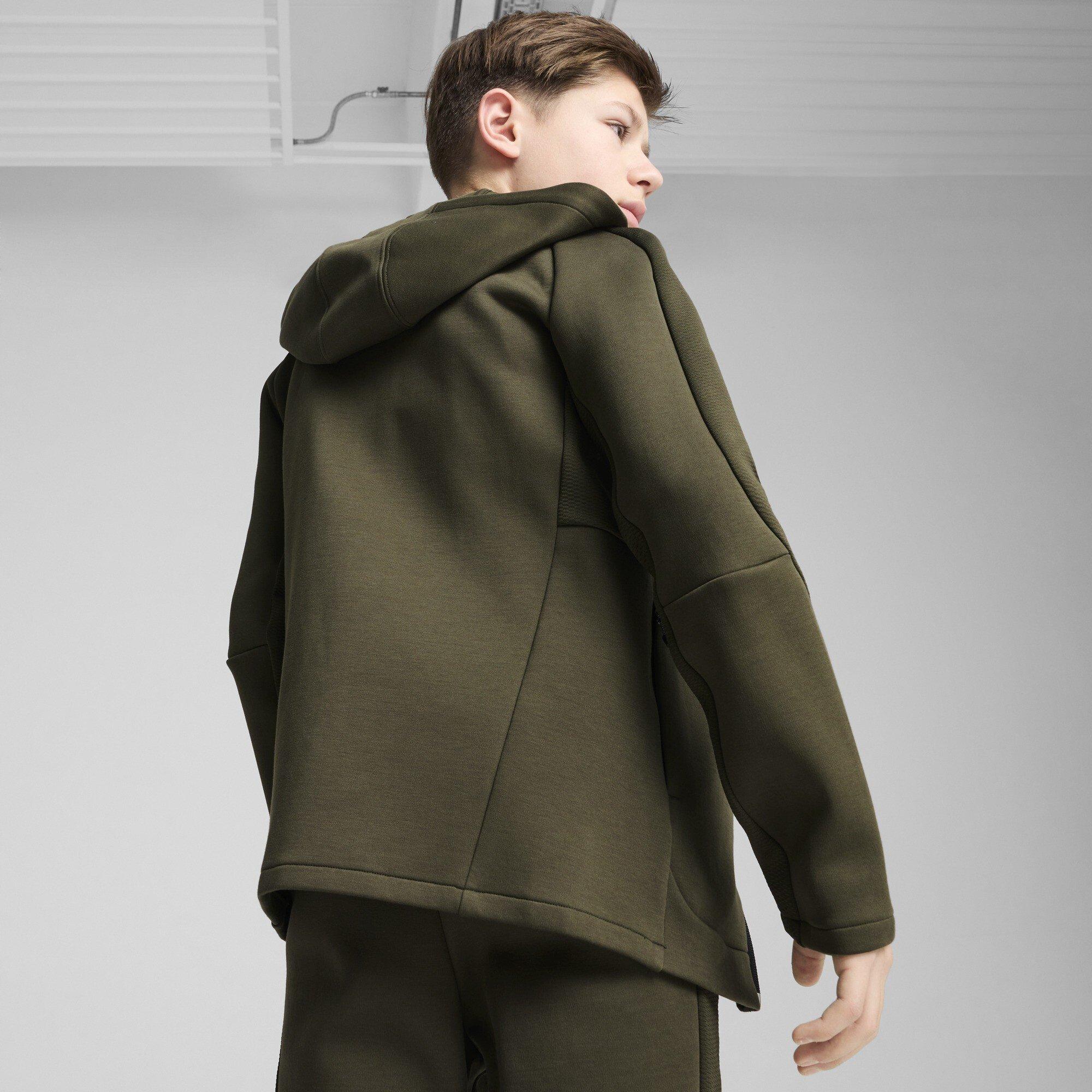 Dark Olive - Puma - Unisex Kids' Evostripe Full-Zip Hoodie - 4