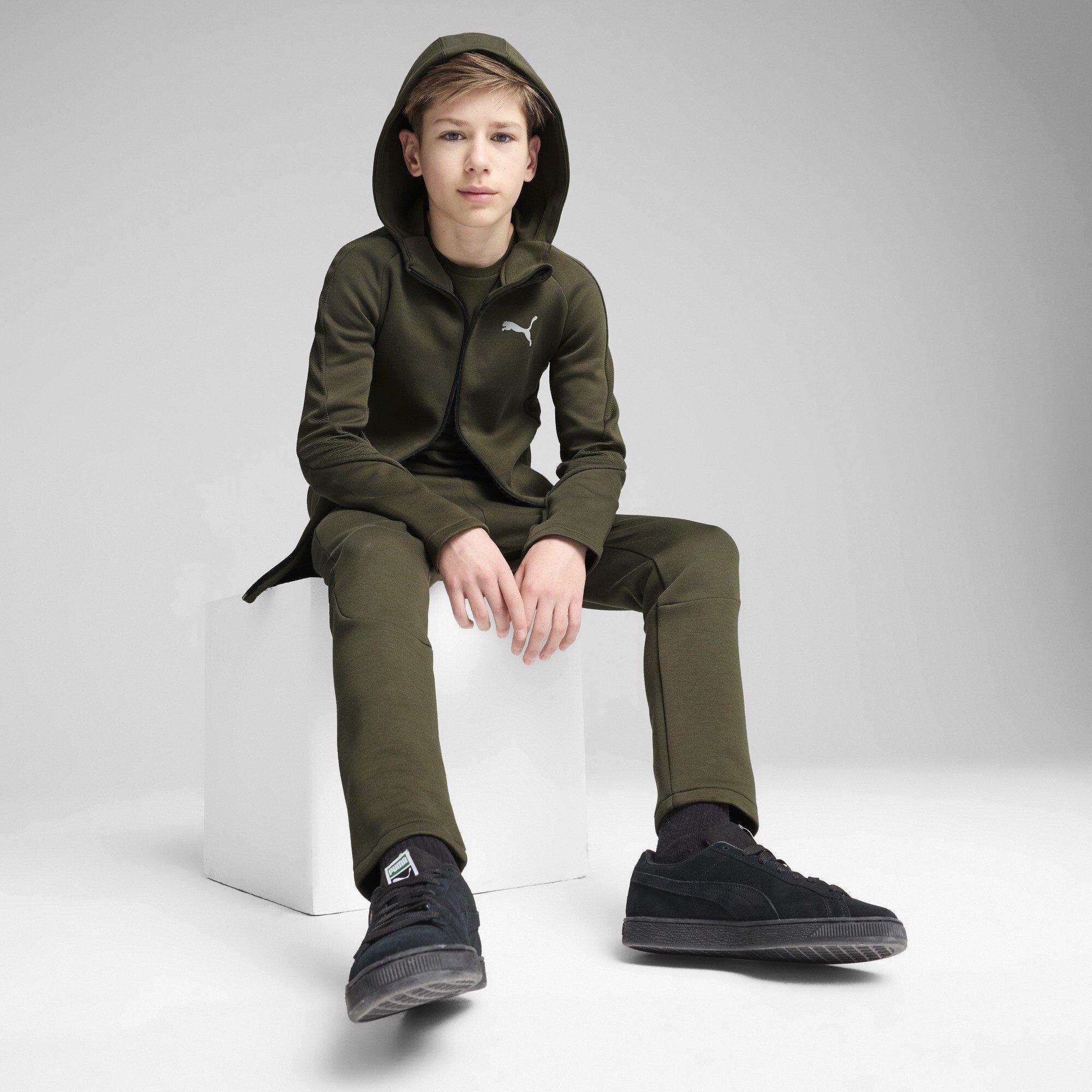 Dark Olive - Puma - Unisex Kids' Evostripe Full-Zip Hoodie - 5