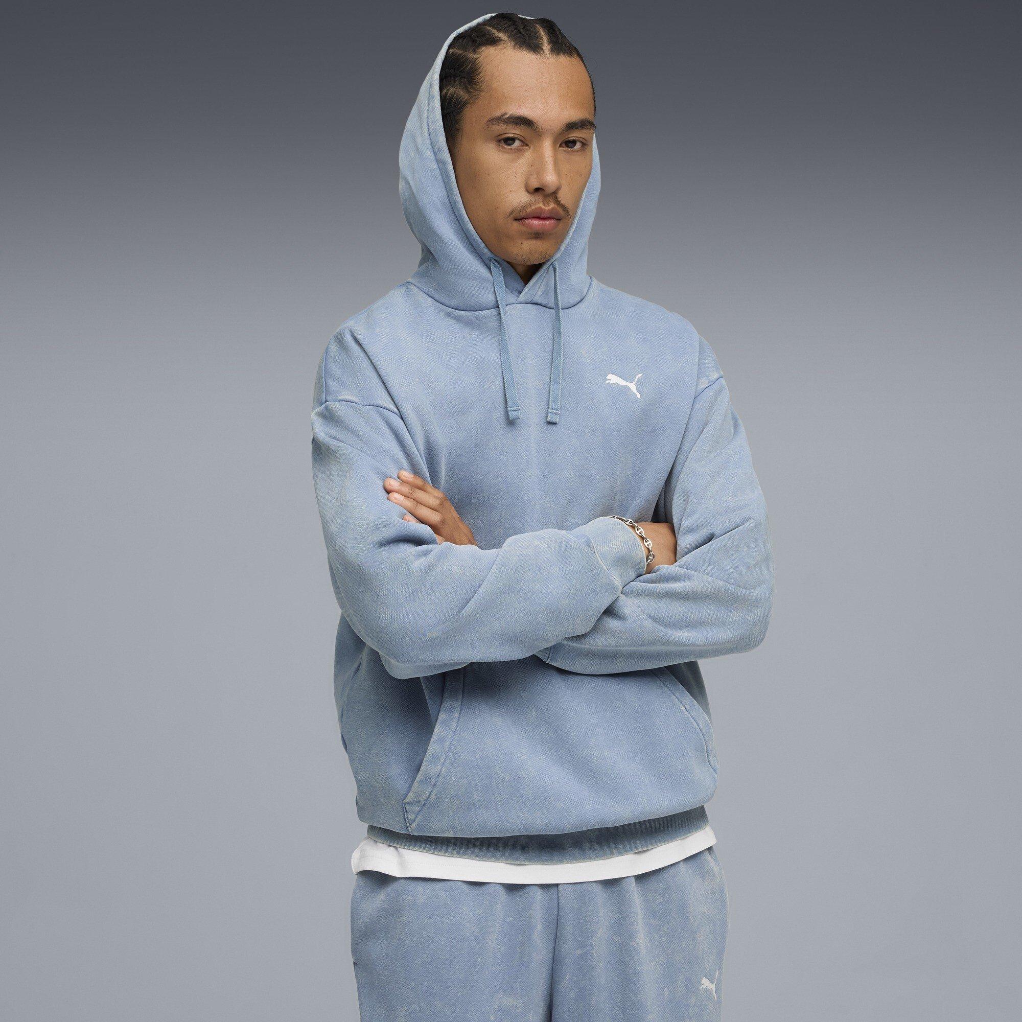 Cool Blue - Puma - Men's Elevated Relaxed Wash Overhead Hoodie - 3