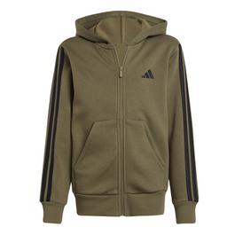 adidas 3 Stripe Essentials Full Zip Hoodie Juniors