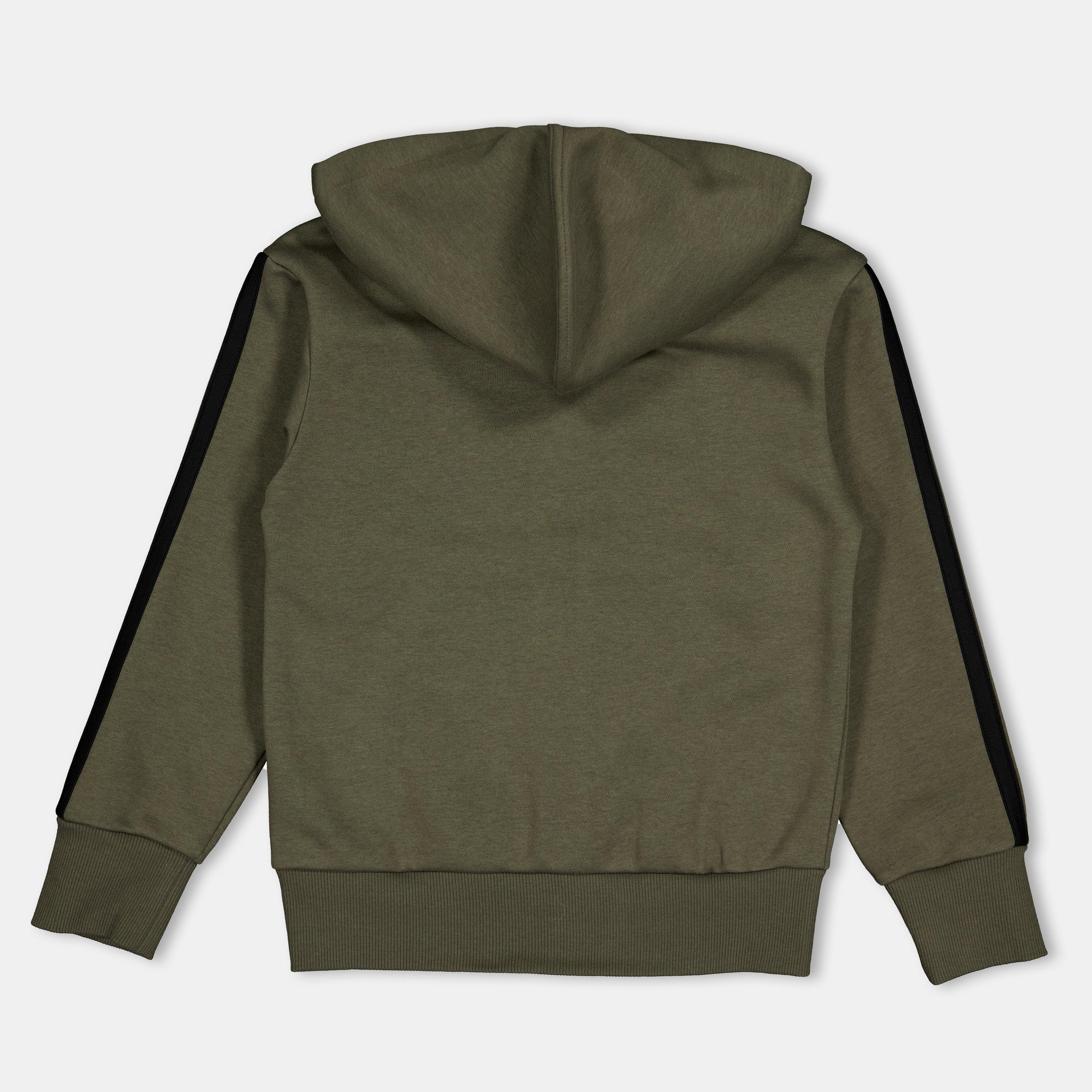 Khaki/Black - adidas - 3-Stripe Essentials Full-Zip Hoodie Juniors - 2