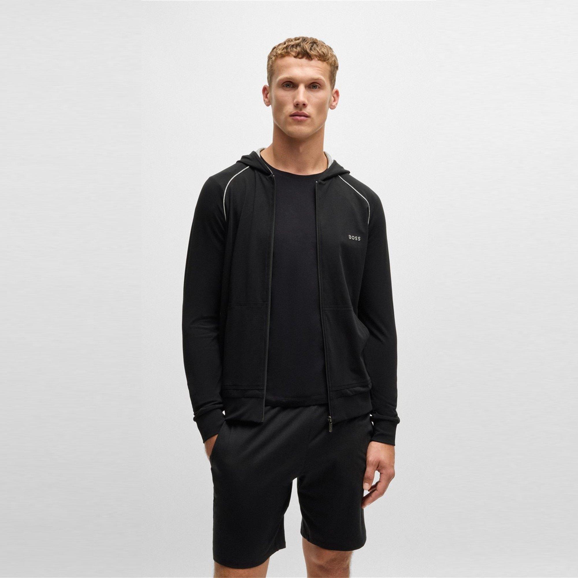 Black 001 - Boss - Mens BOSS Mix & Match Zipped Hoodie - Full-Zip Closure - 3
