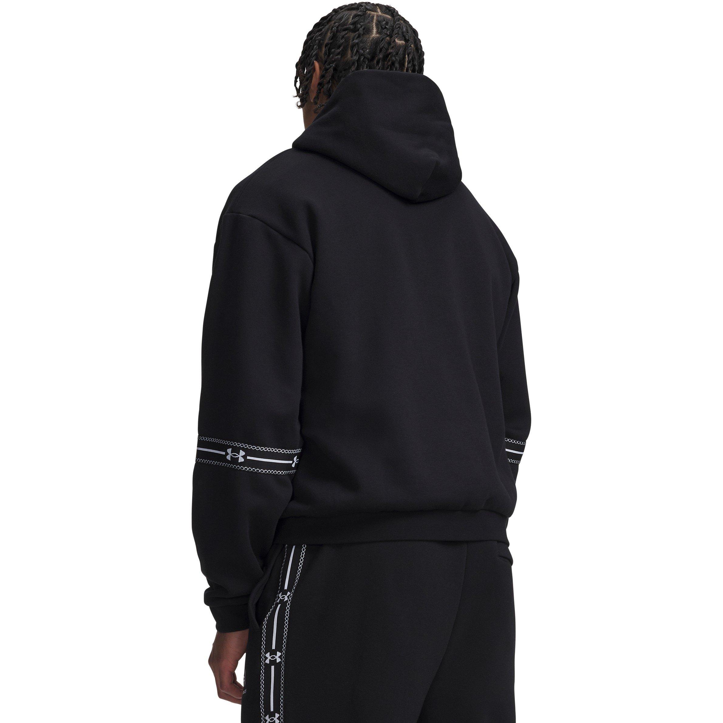 Black/White - Under Armour - Icon Fleece Taping Hoodie Mens - 2