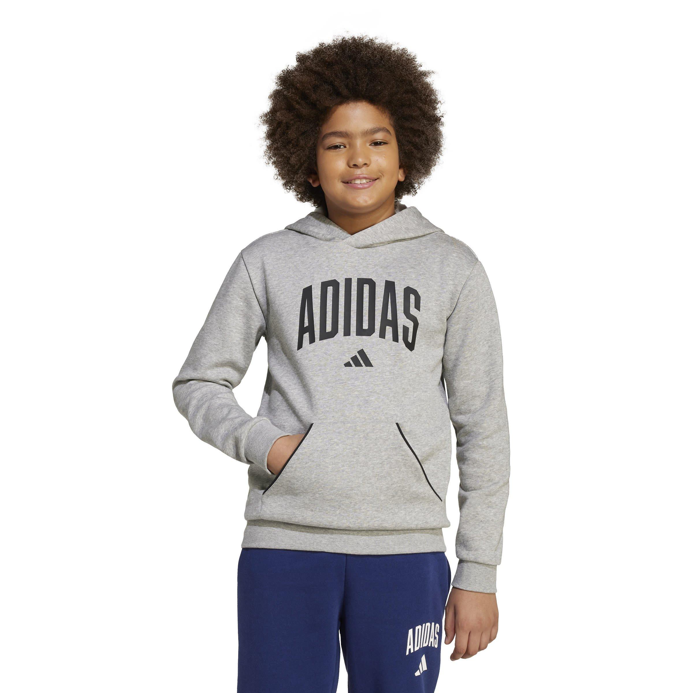 Grey/Black - adidas - Kids' Fleece Hoodie - 4