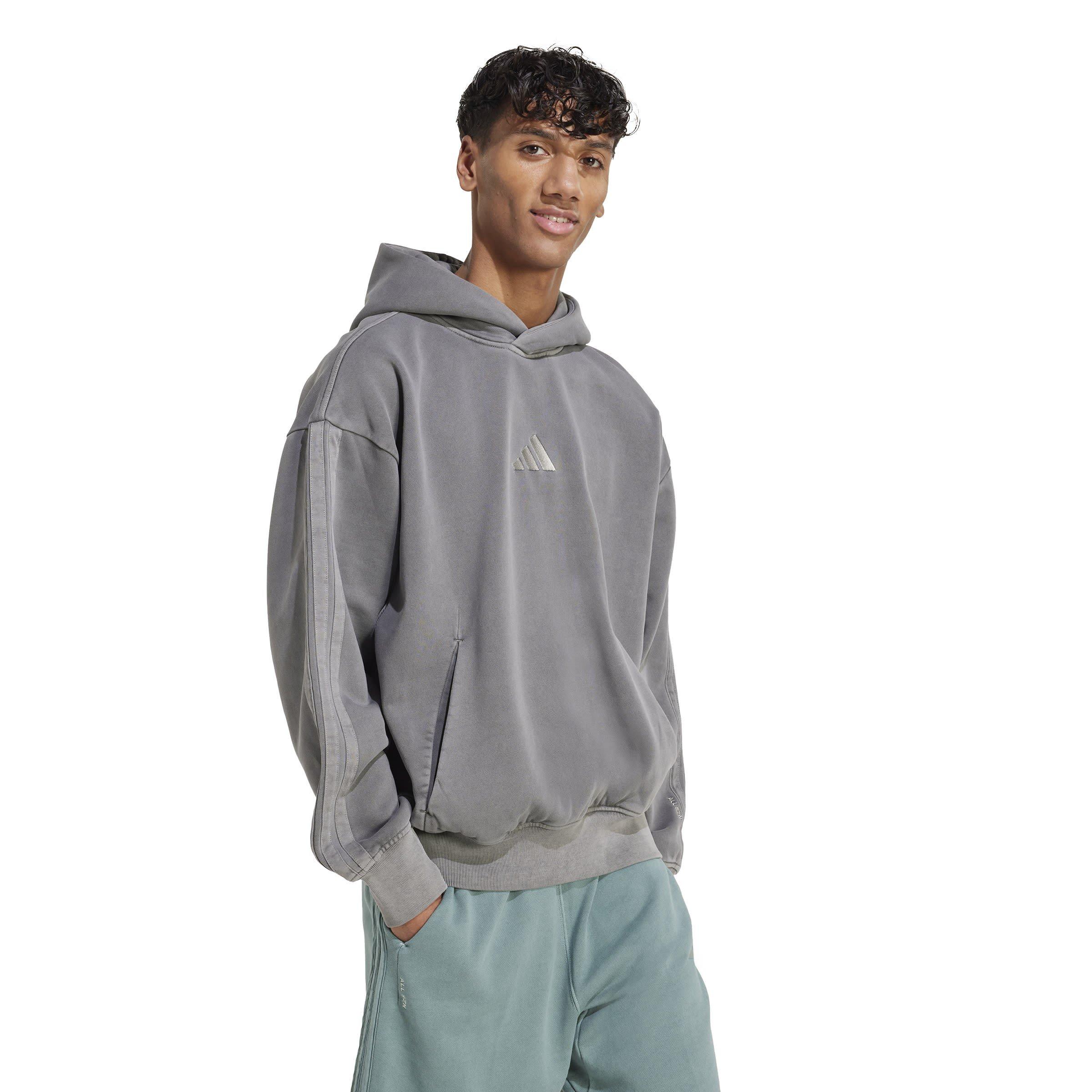 Gewassen Grijs - adidas - ALL SZN Fleece Washed Hoodie Mens - 4