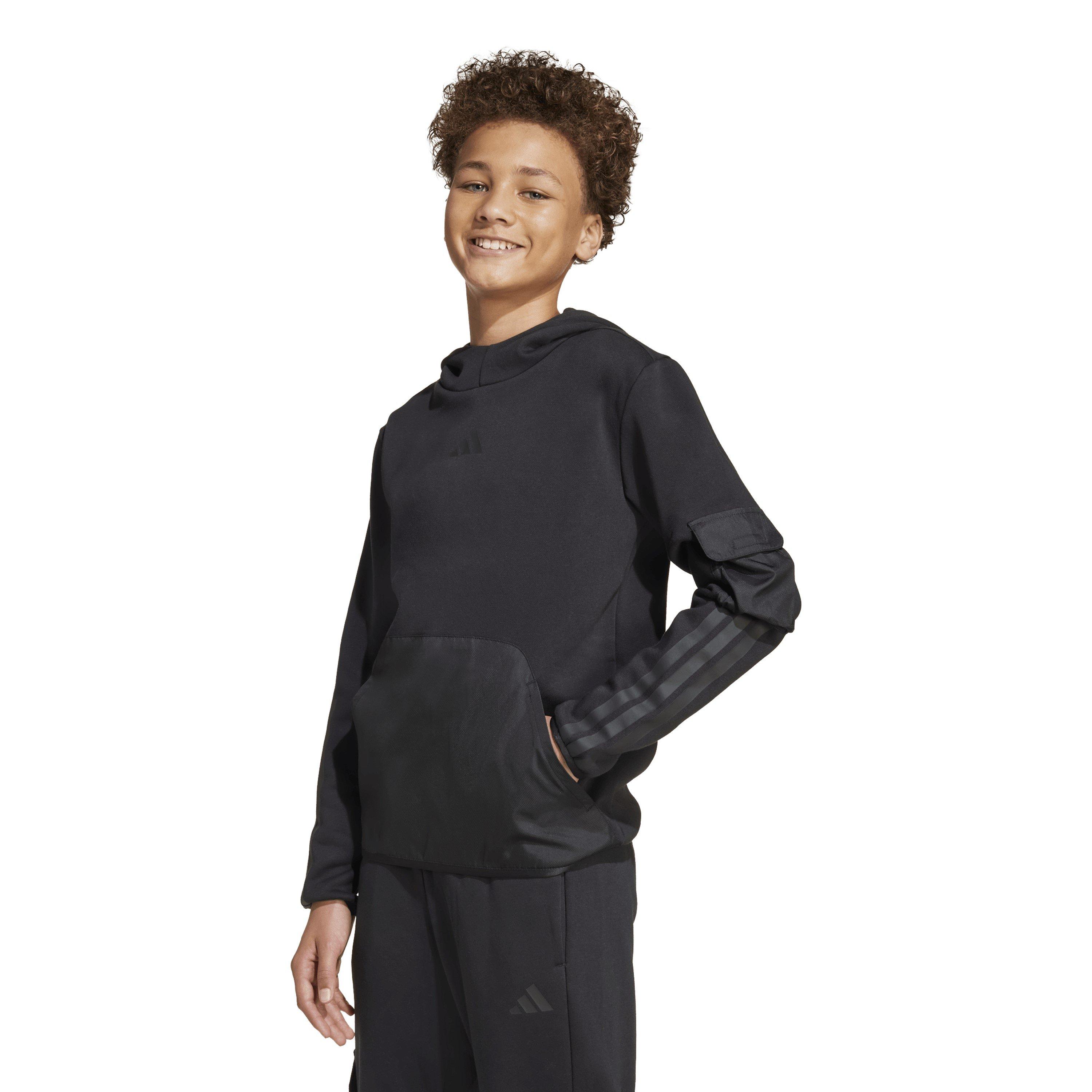 Zwart - adidas - Utility Fleece Hoodie Juniors - 4