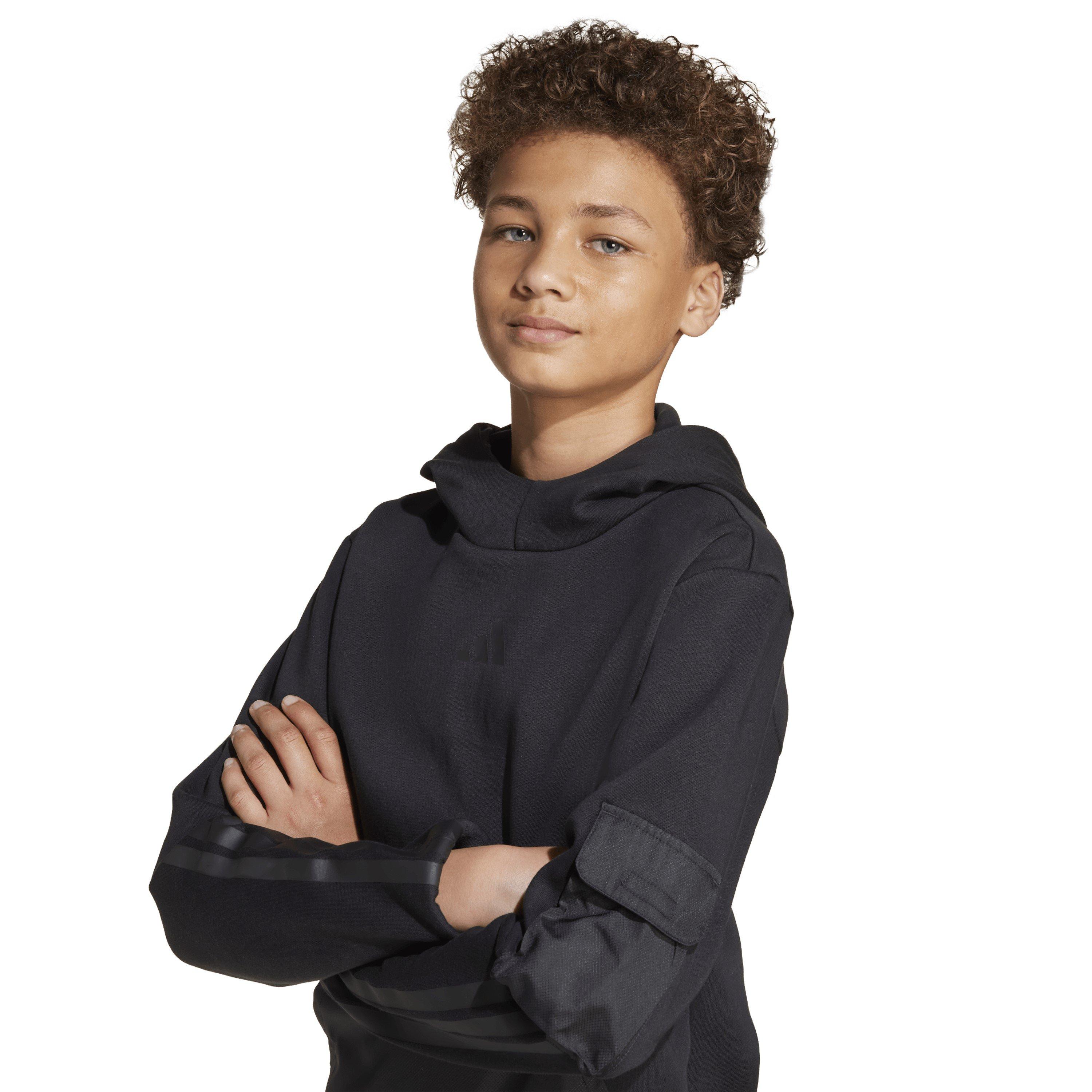 Zwart - adidas - Utility Fleece Hoodie Juniors - 6